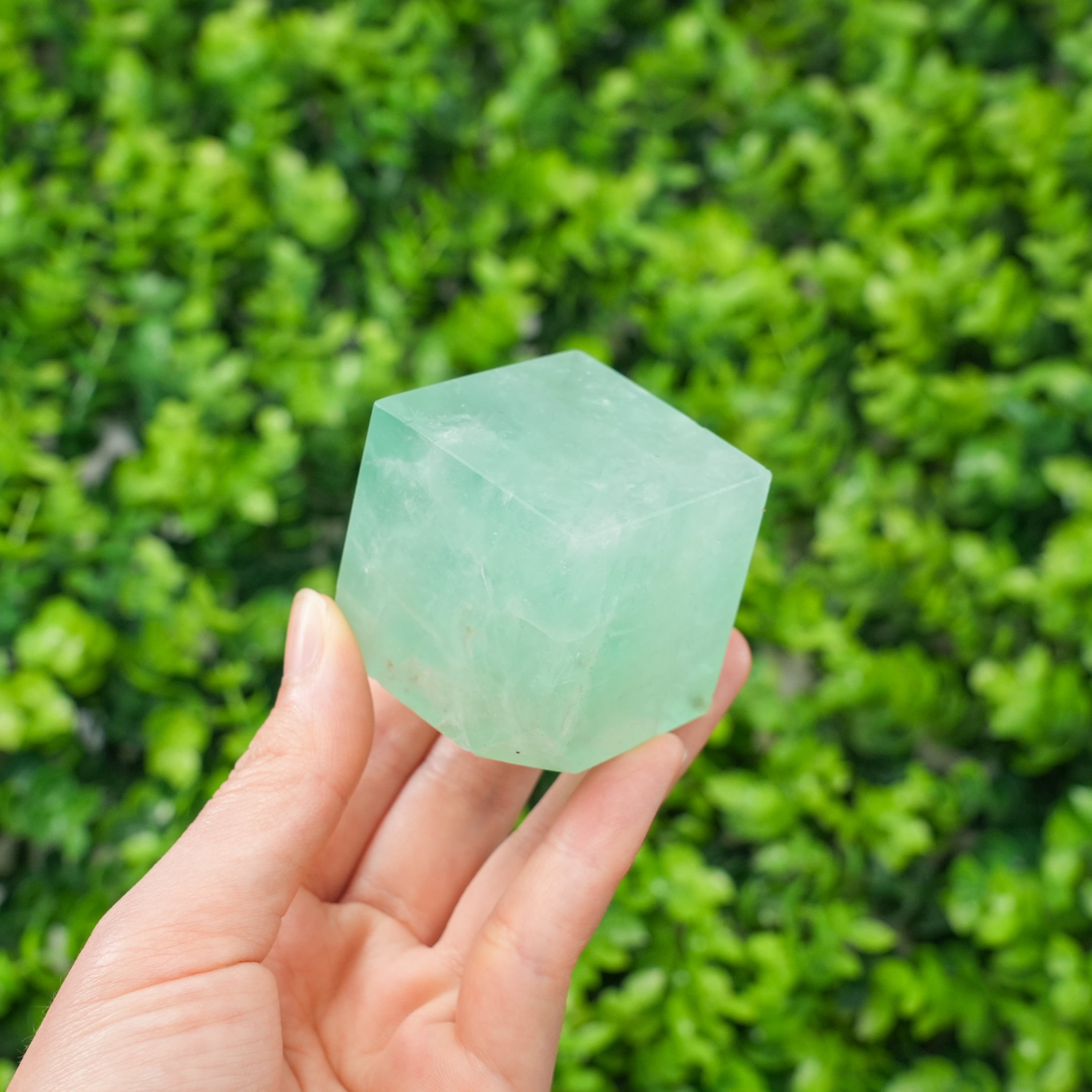 Green Fluorite Cube - 100% Undyed Crystal Decor, Healing Stone for Home & Collection