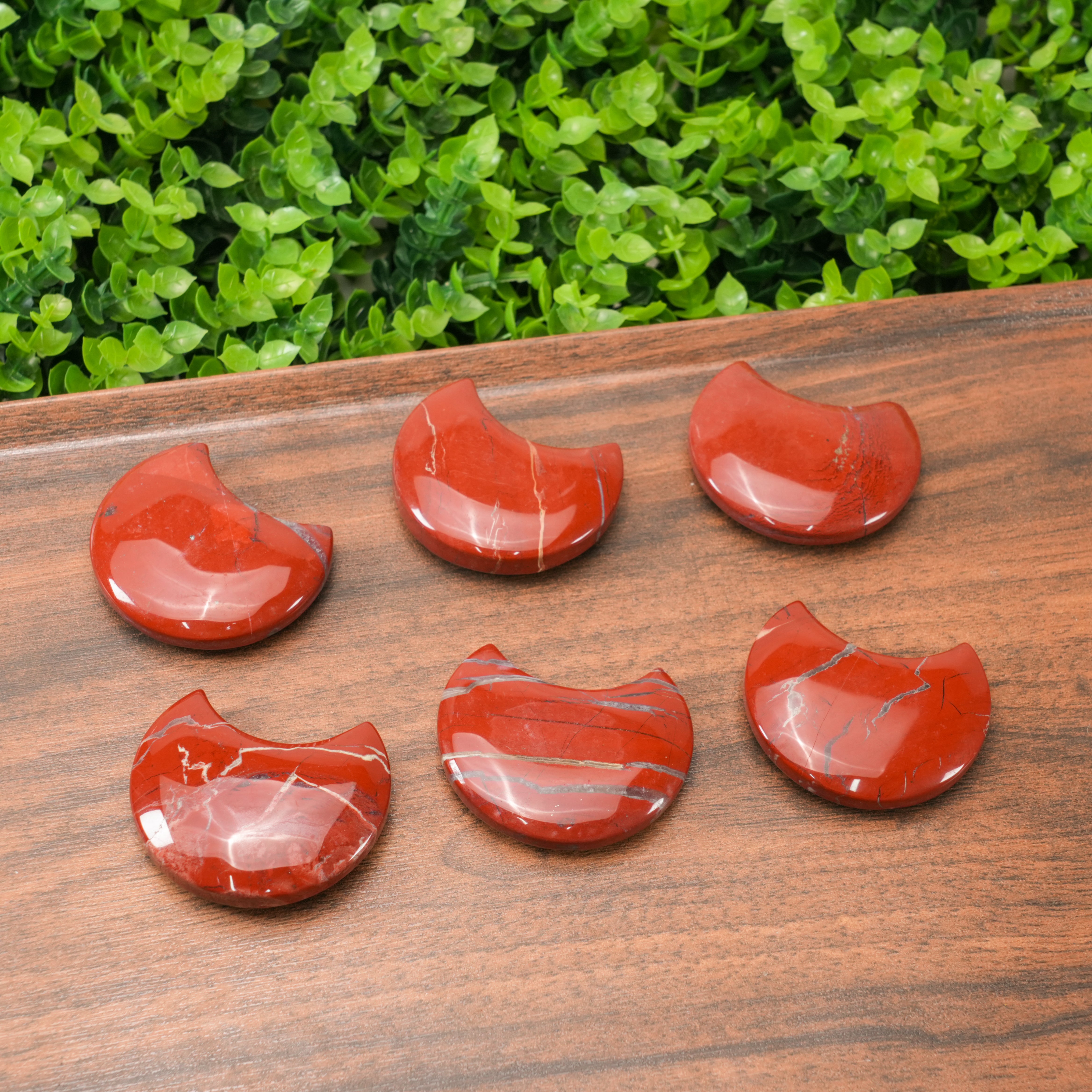 Red Jasper Mini Moon Crystal | Healing Stone for Grounding & Stability, Cute Home Decor