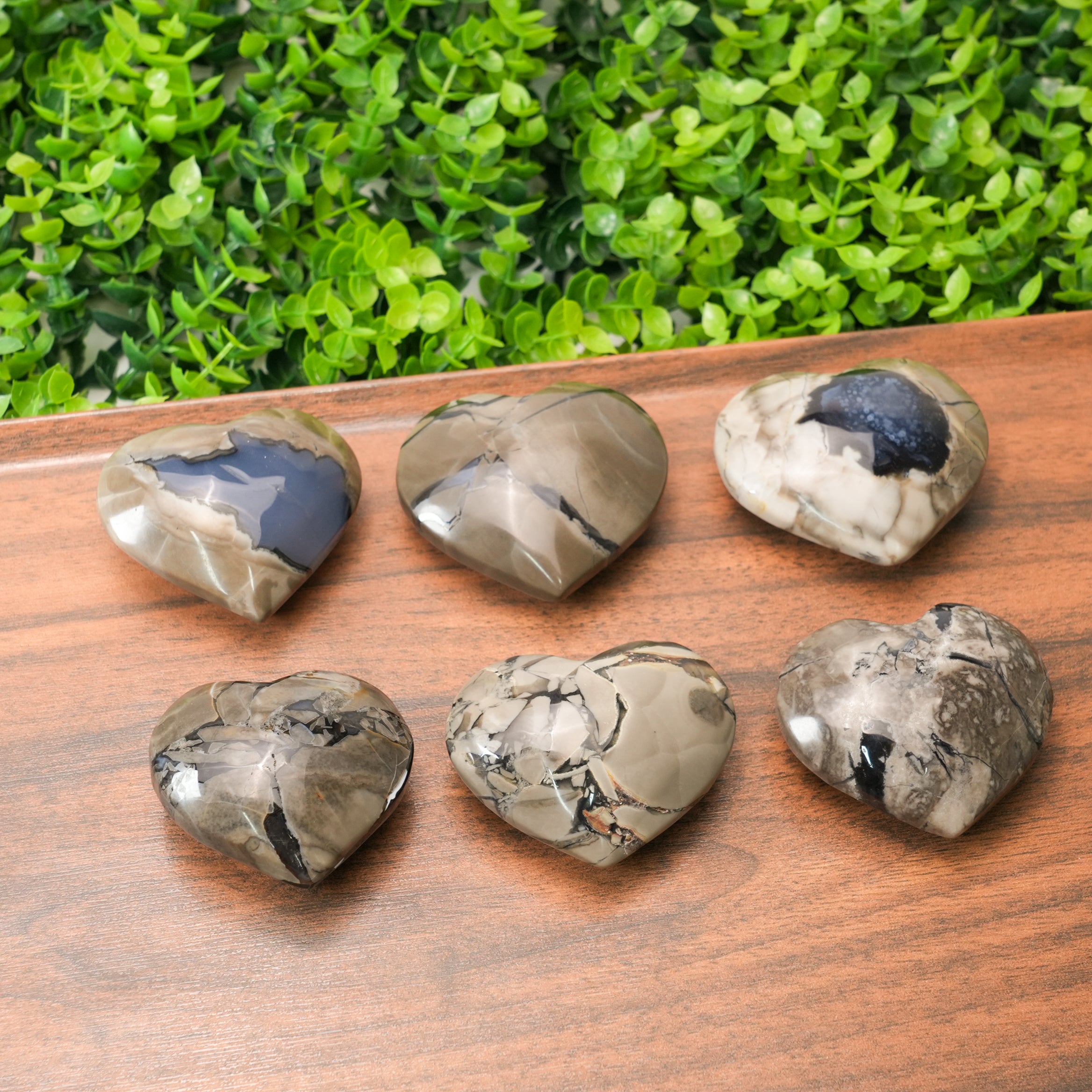 Volcano Agate Heart | UV Reactive Crystal, Unique Veined Healing Stone for Home Decor & Gift