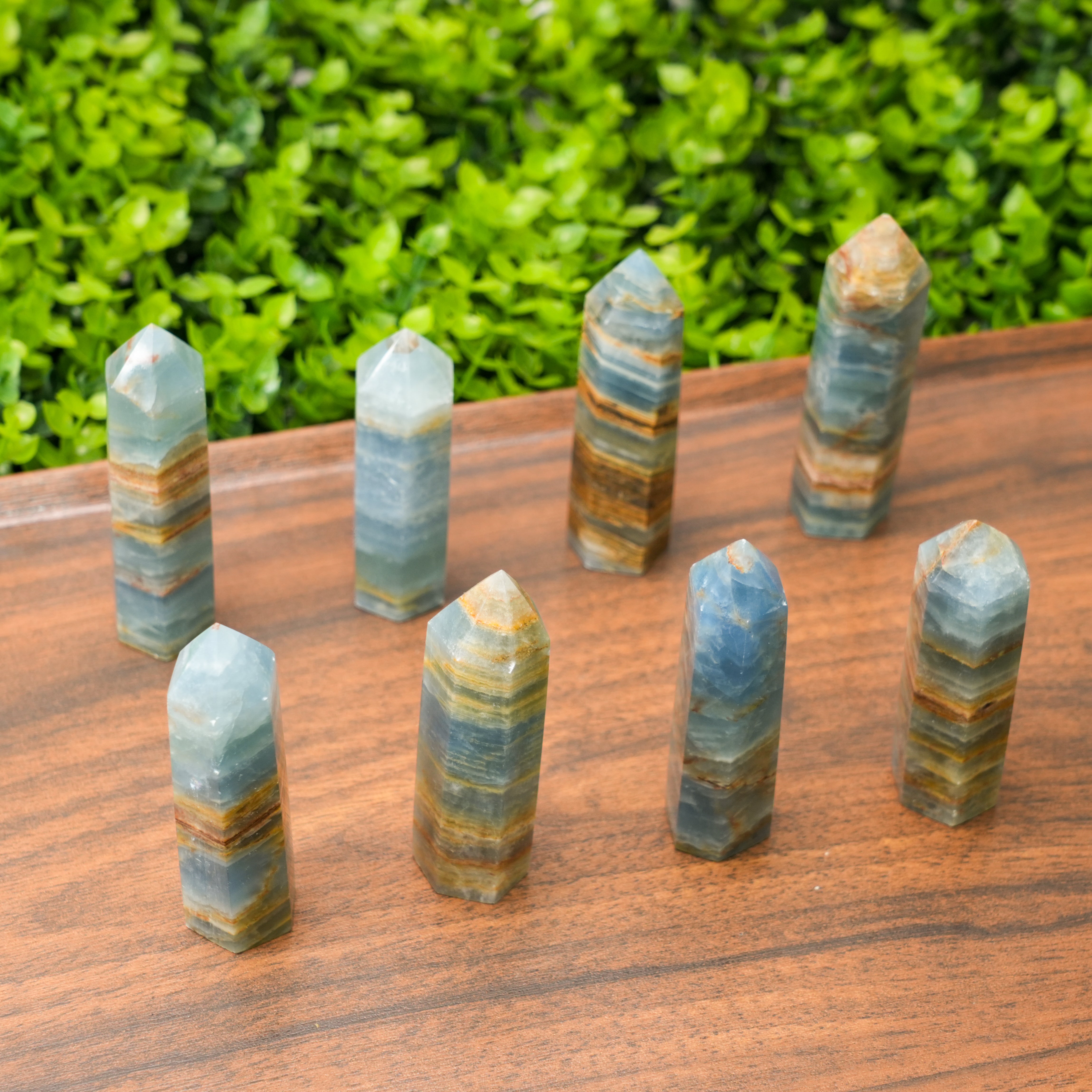 Natural Blue Onyx Single Point Crystal High Clarity Energy Wand for Alignment & Focus