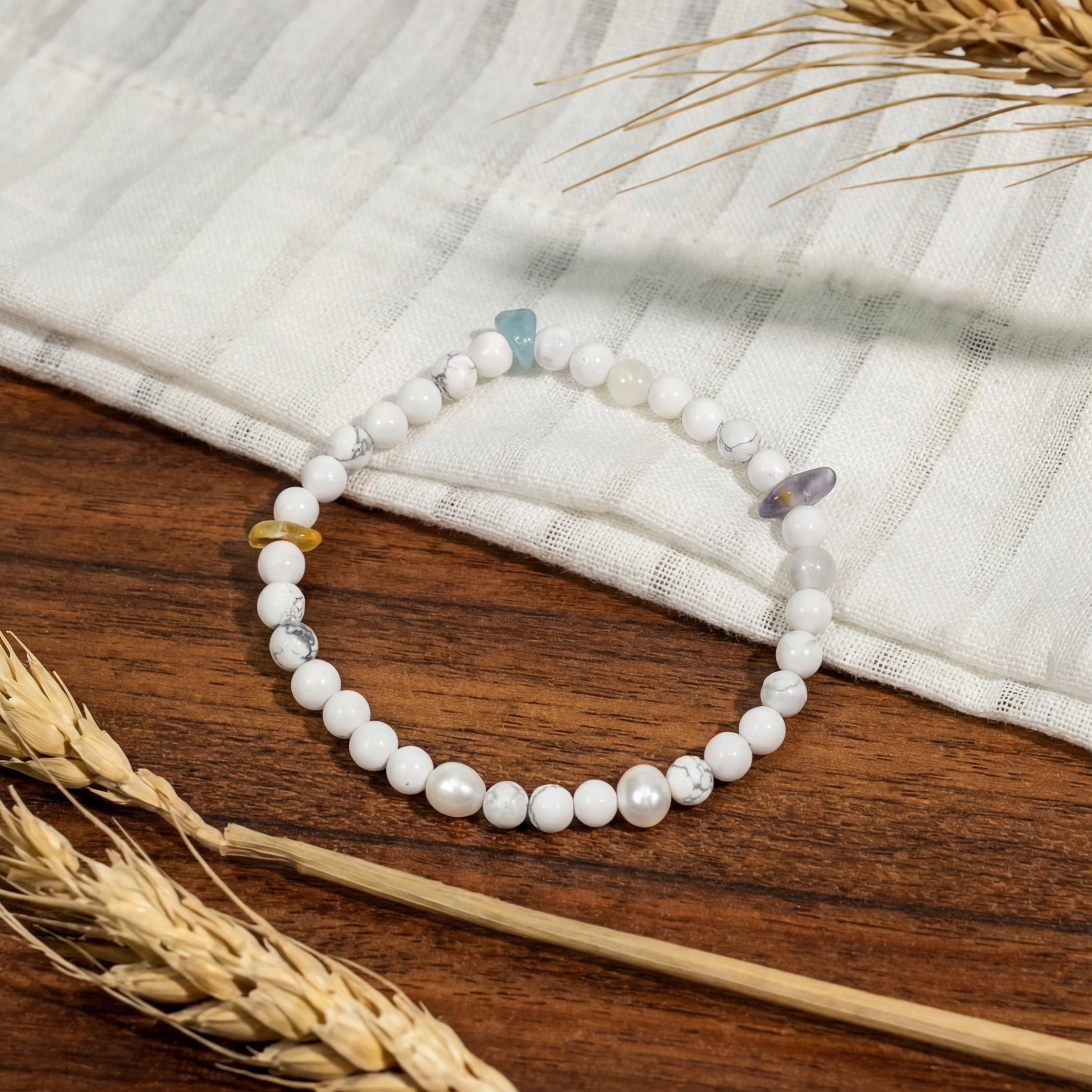 Howlite Pearl Handmade Bracelet