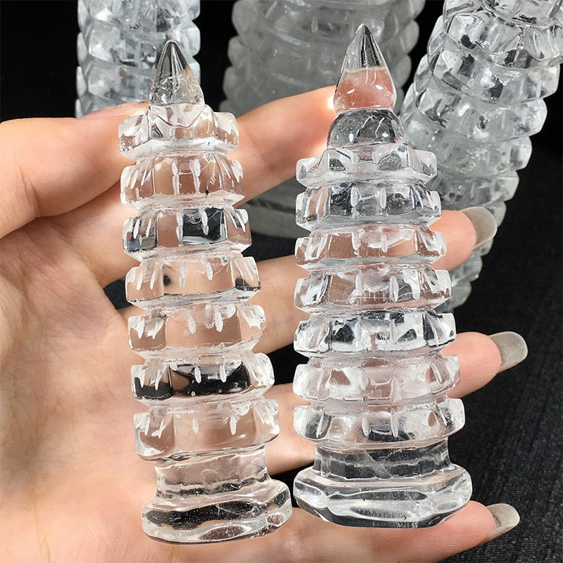 Clear Quartz Wenchang Pagoda Carving