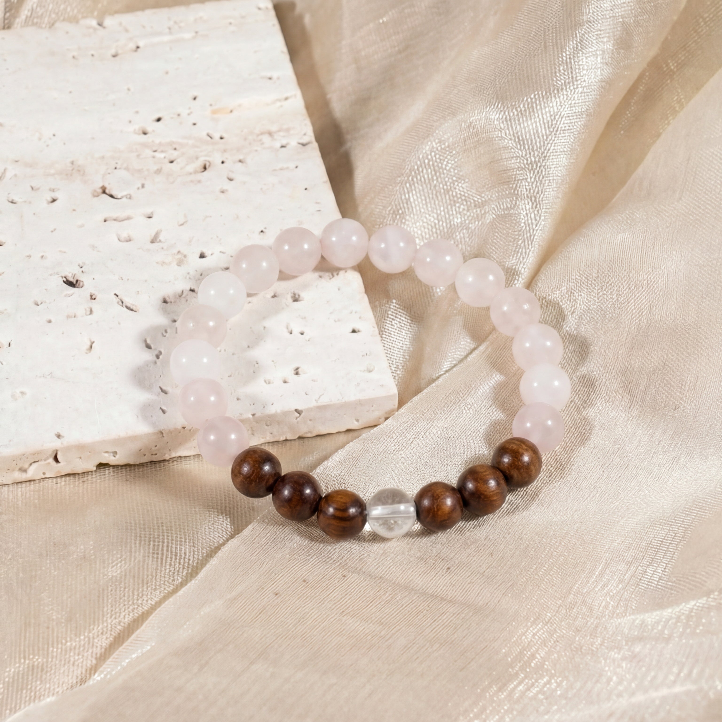 Rose Quartz & Tiger Eye Stone Handmade Bracelet