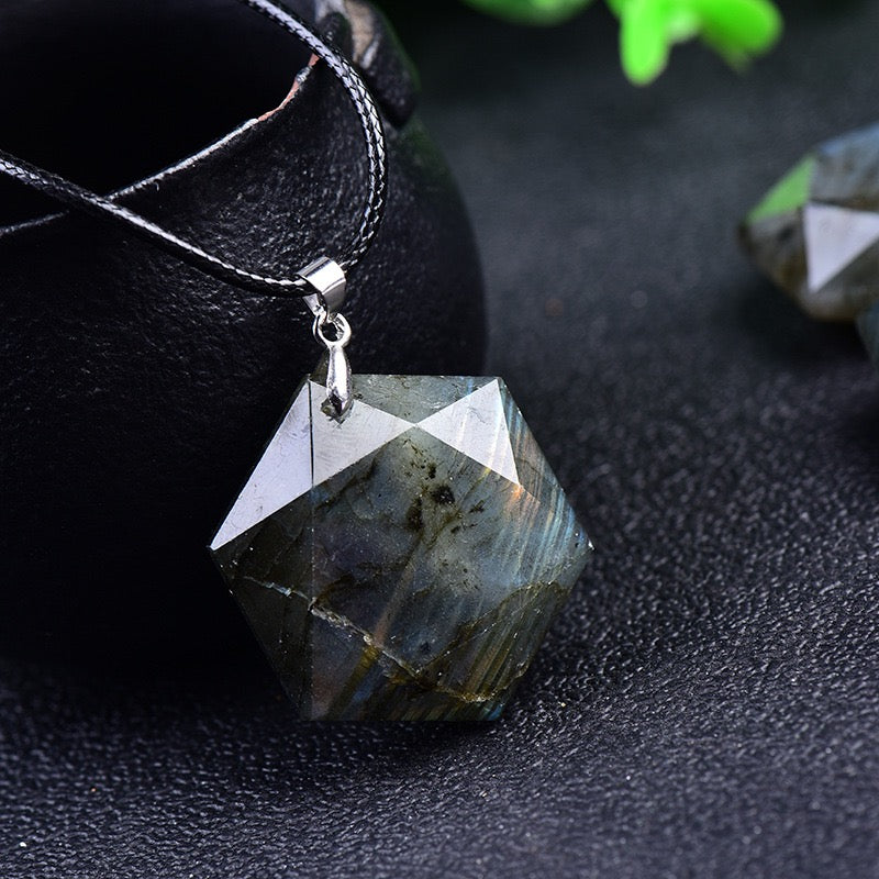 Labradorite Hexagram Pendant Necklace