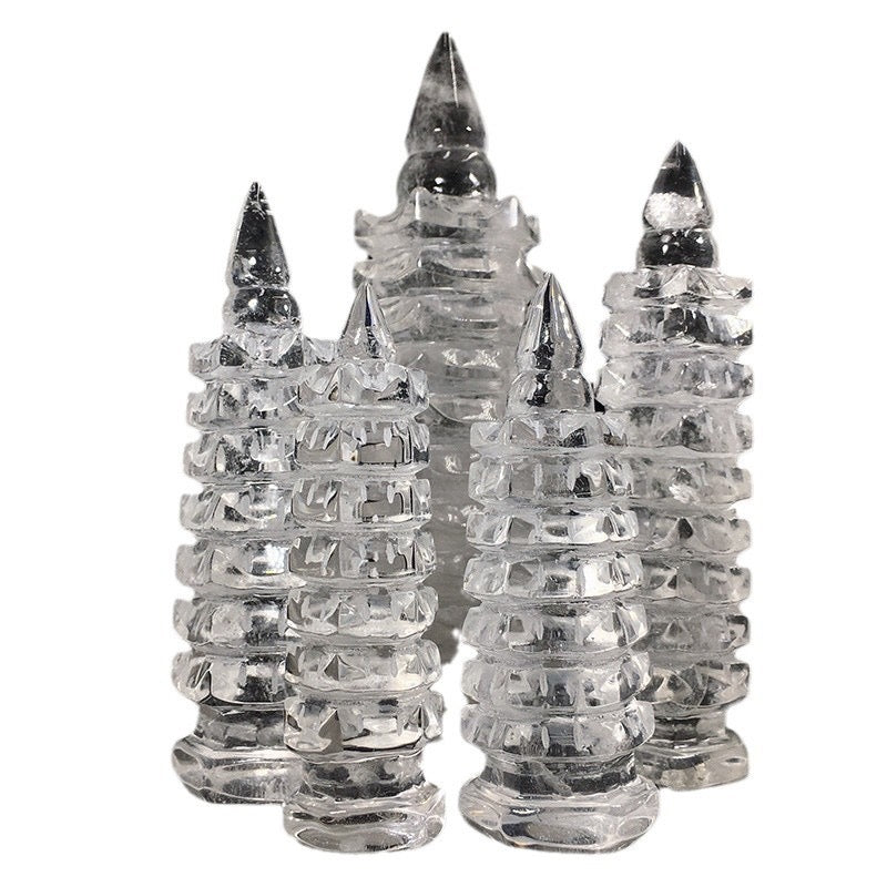 Clear Quartz Wenchang Pagoda Carving