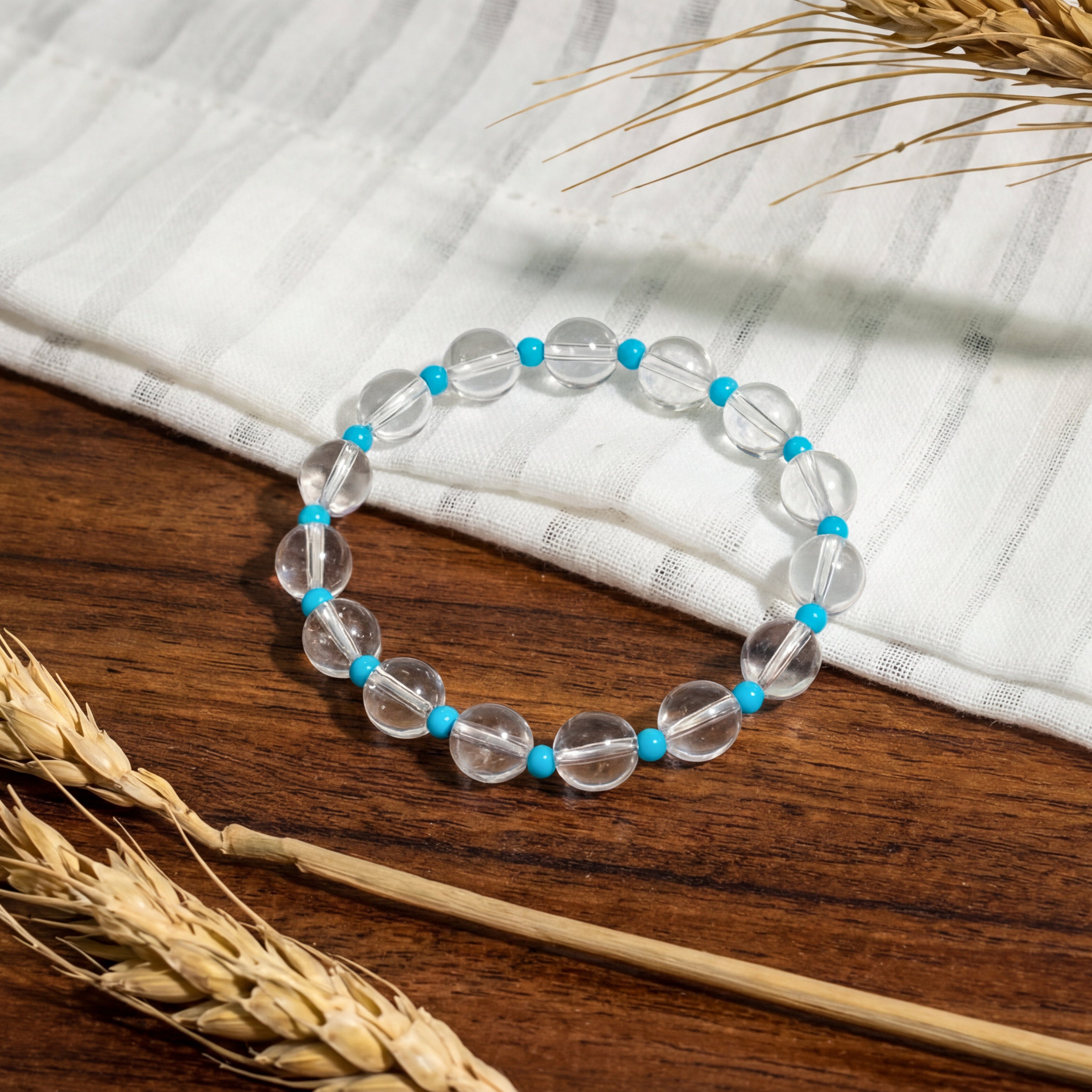Clear & Blue Crystal Handmade Bracelet