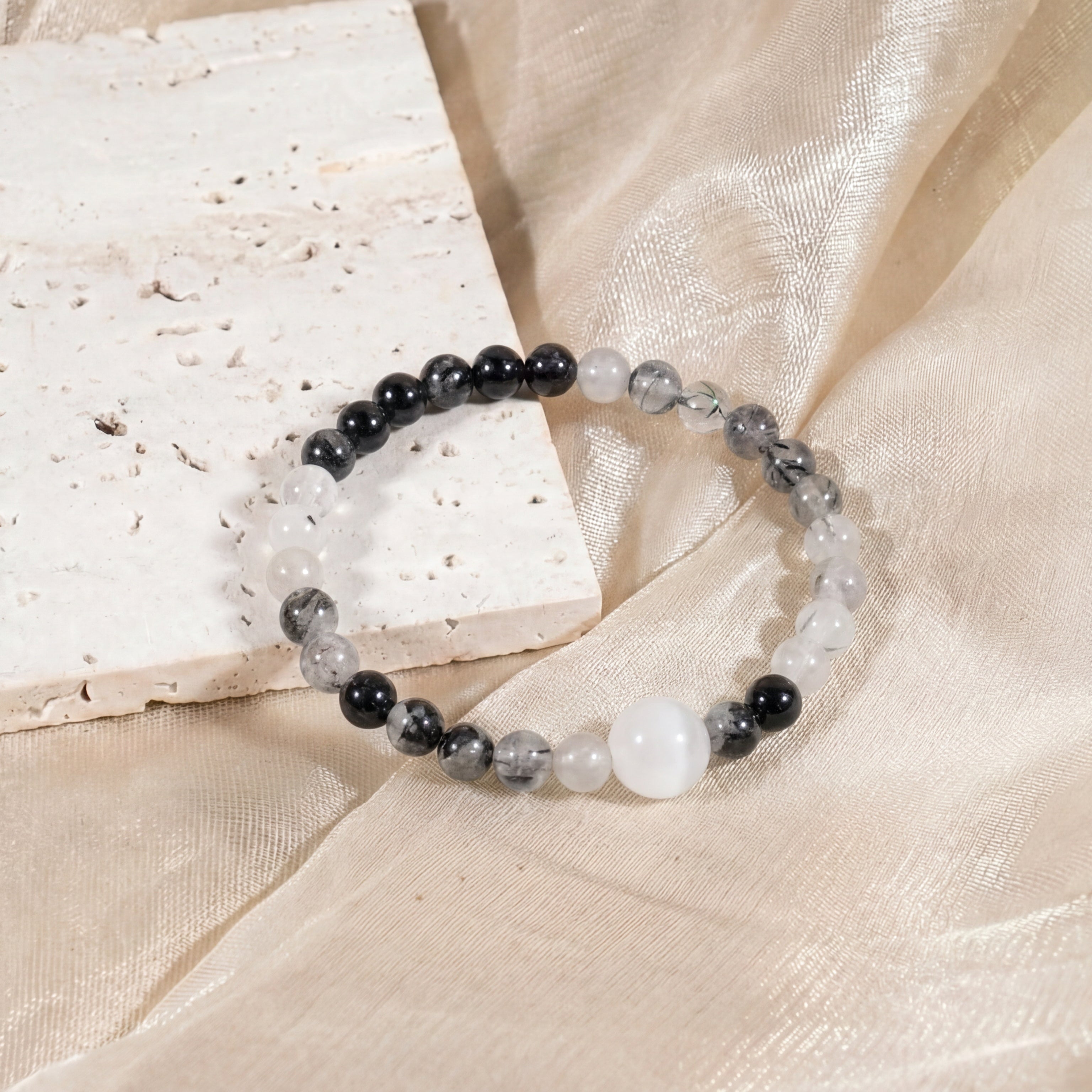 Black Rutilated Quartz Handmade Bracelet