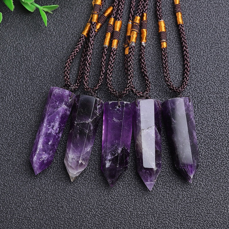 Natural Amethyst Pointed Column Pendant