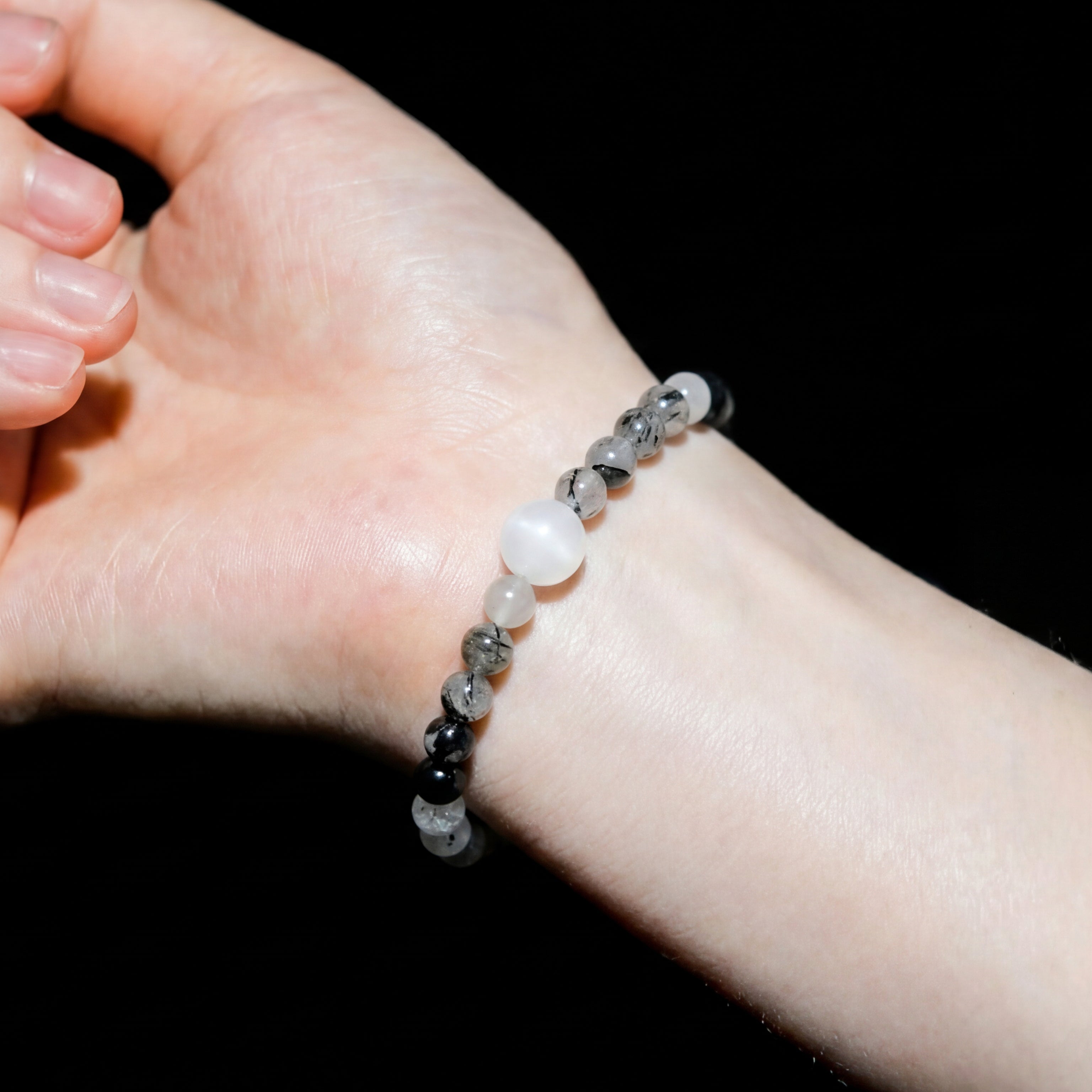Black Rutilated Quartz Handmade Bracelet