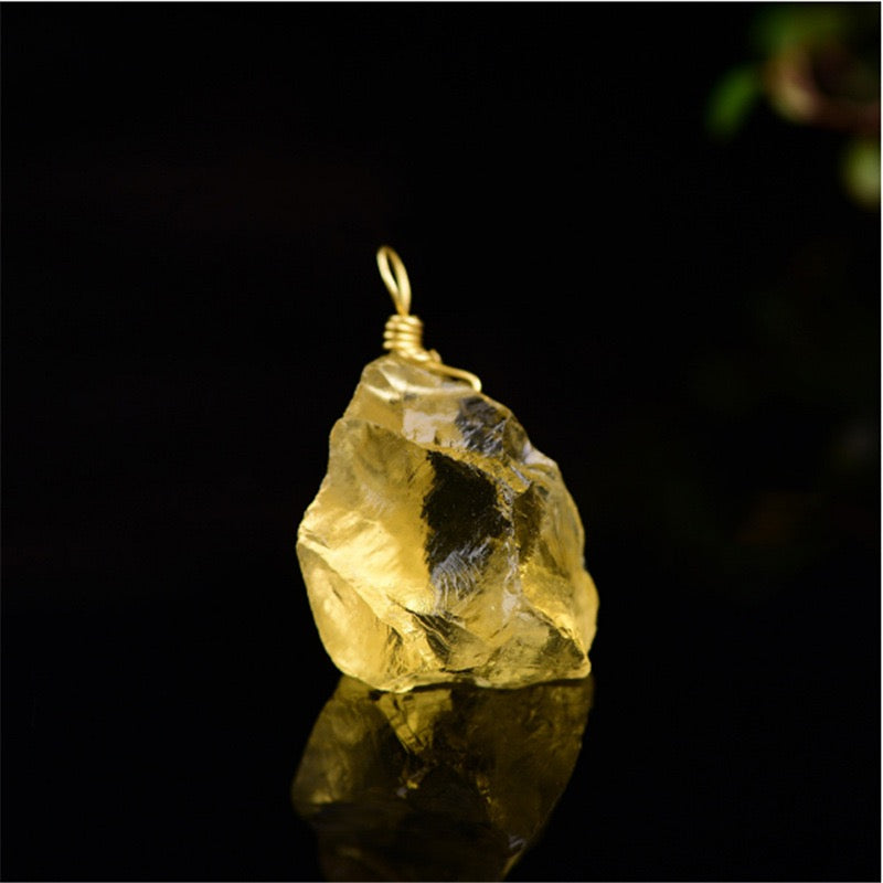 Citrine Rough Stone Pendant Necklace