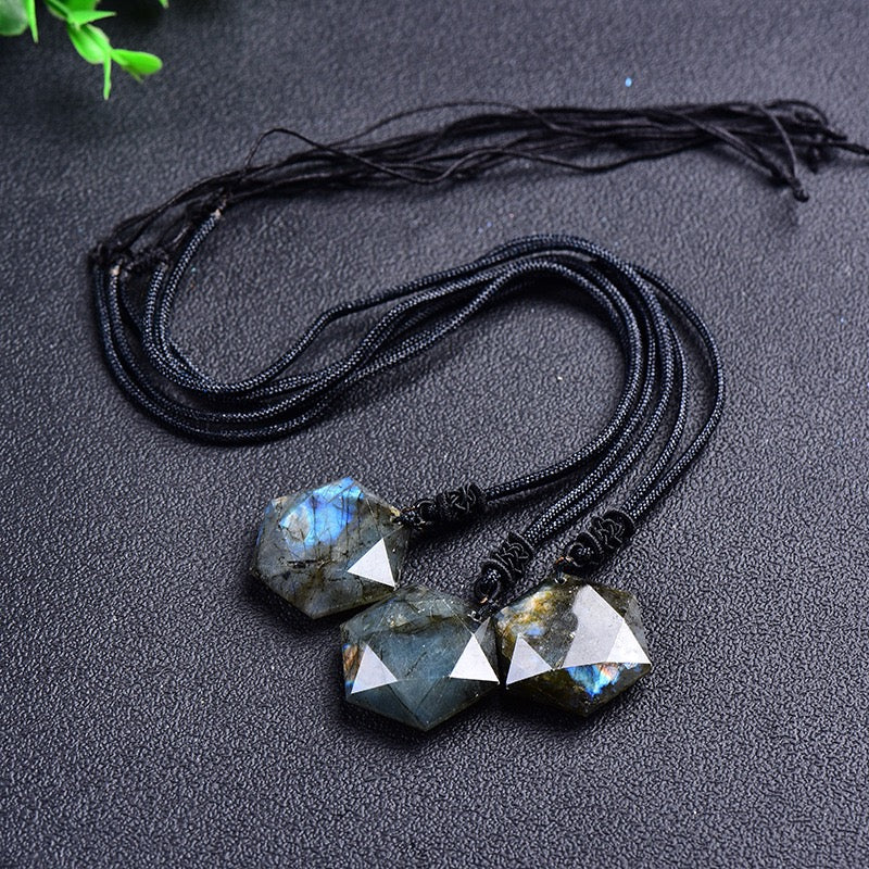 Labradorite Hexagram Pendant Necklace