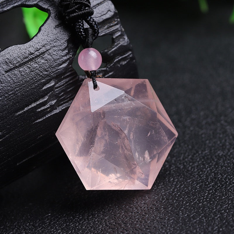 Rose Quartz Hexagram Pendant Necklace