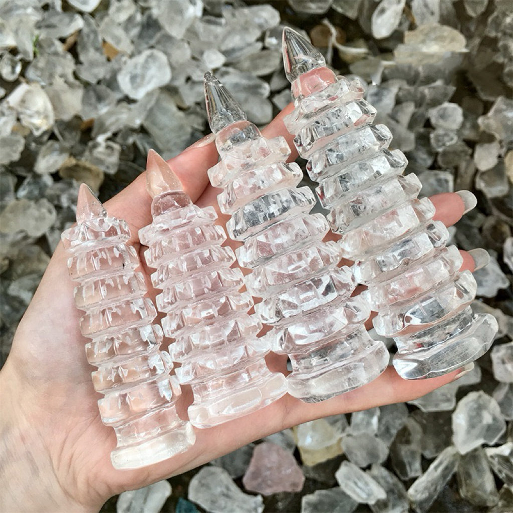 Clear Quartz Wenchang Pagoda Carving