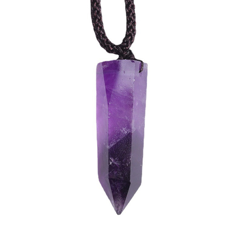 Natural Amethyst Pointed Column Pendant