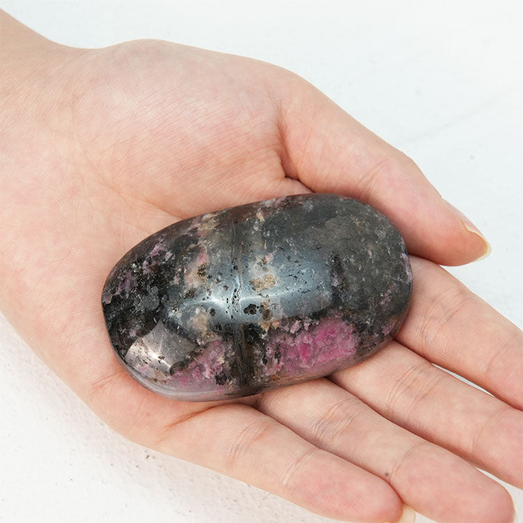 Therapeutic Black Rhodonite Palmstone for Emotional Healing