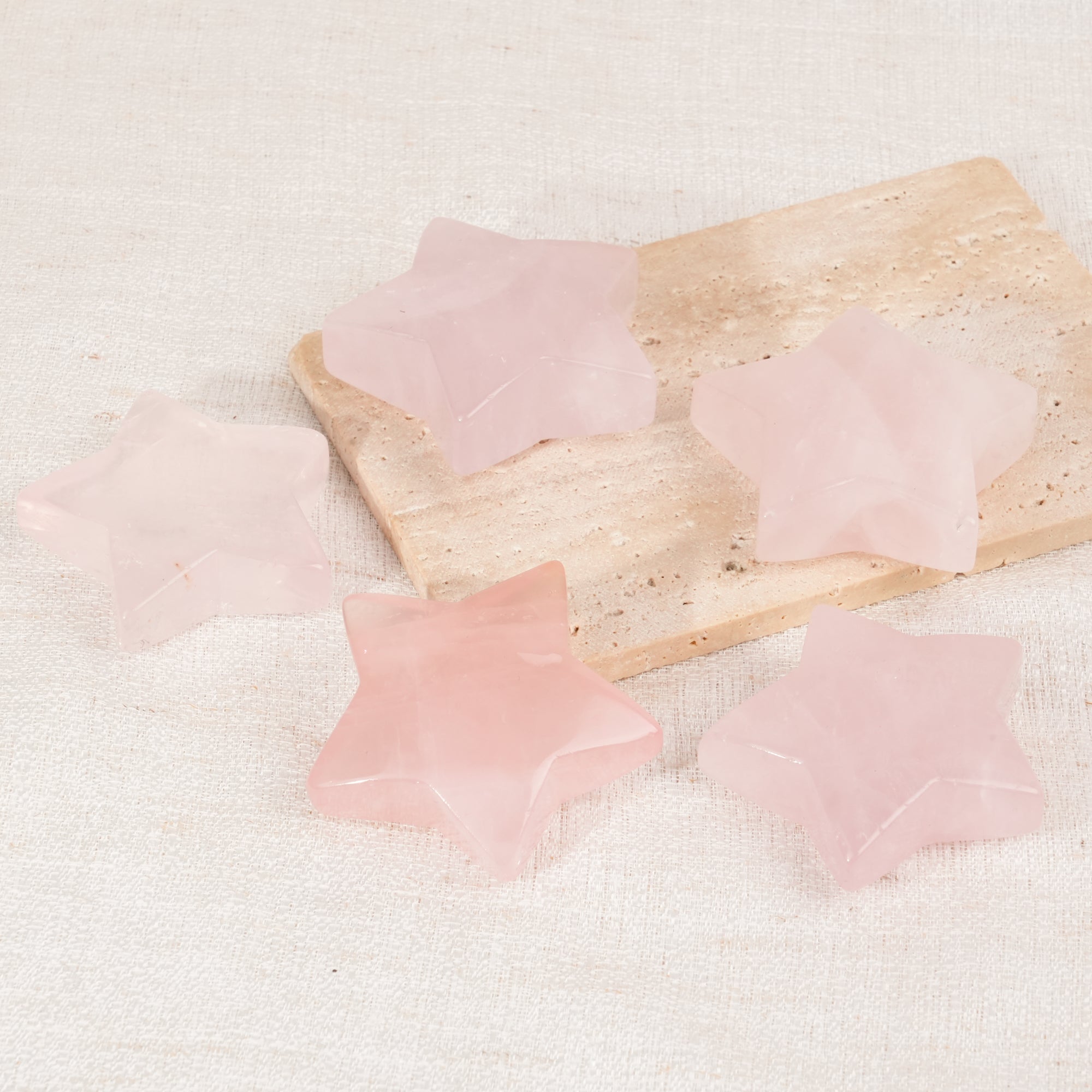 Rose Quartz Pentagram Palm Stone