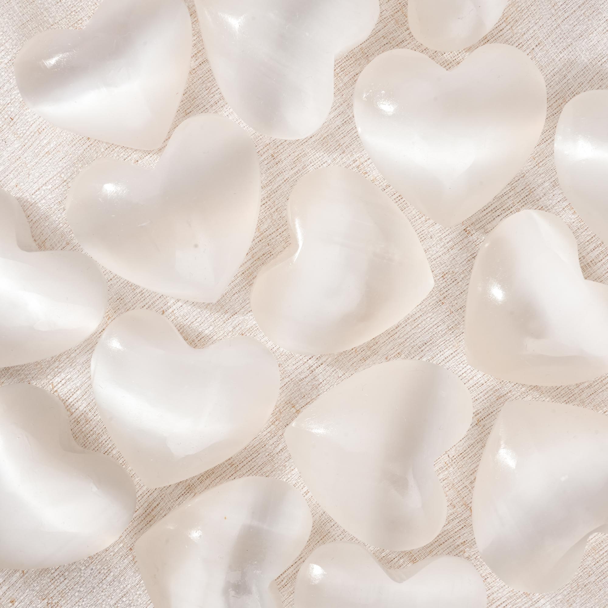 Selenite Heart Palm Stone