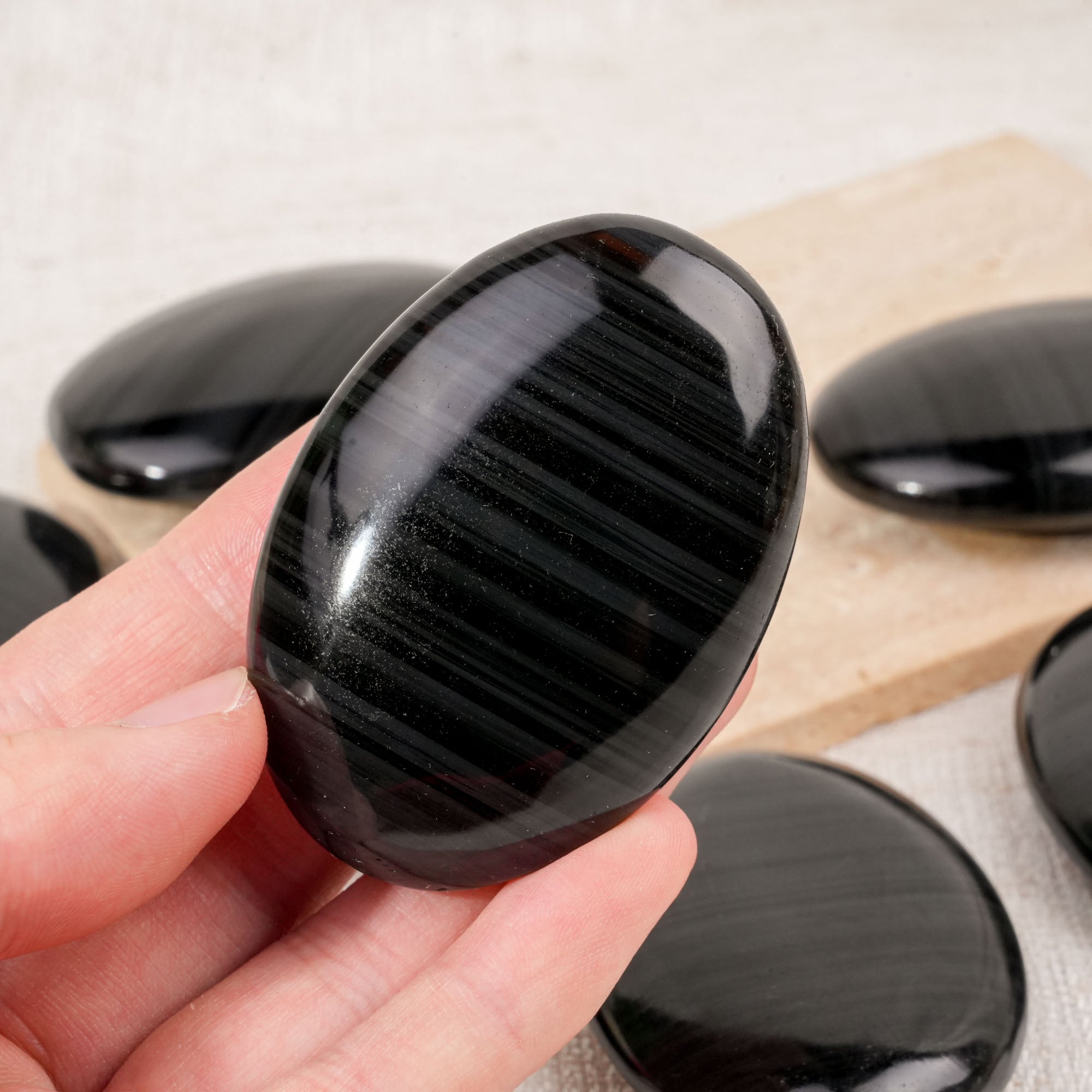 Midnight Lace Obsidian Palm Stone