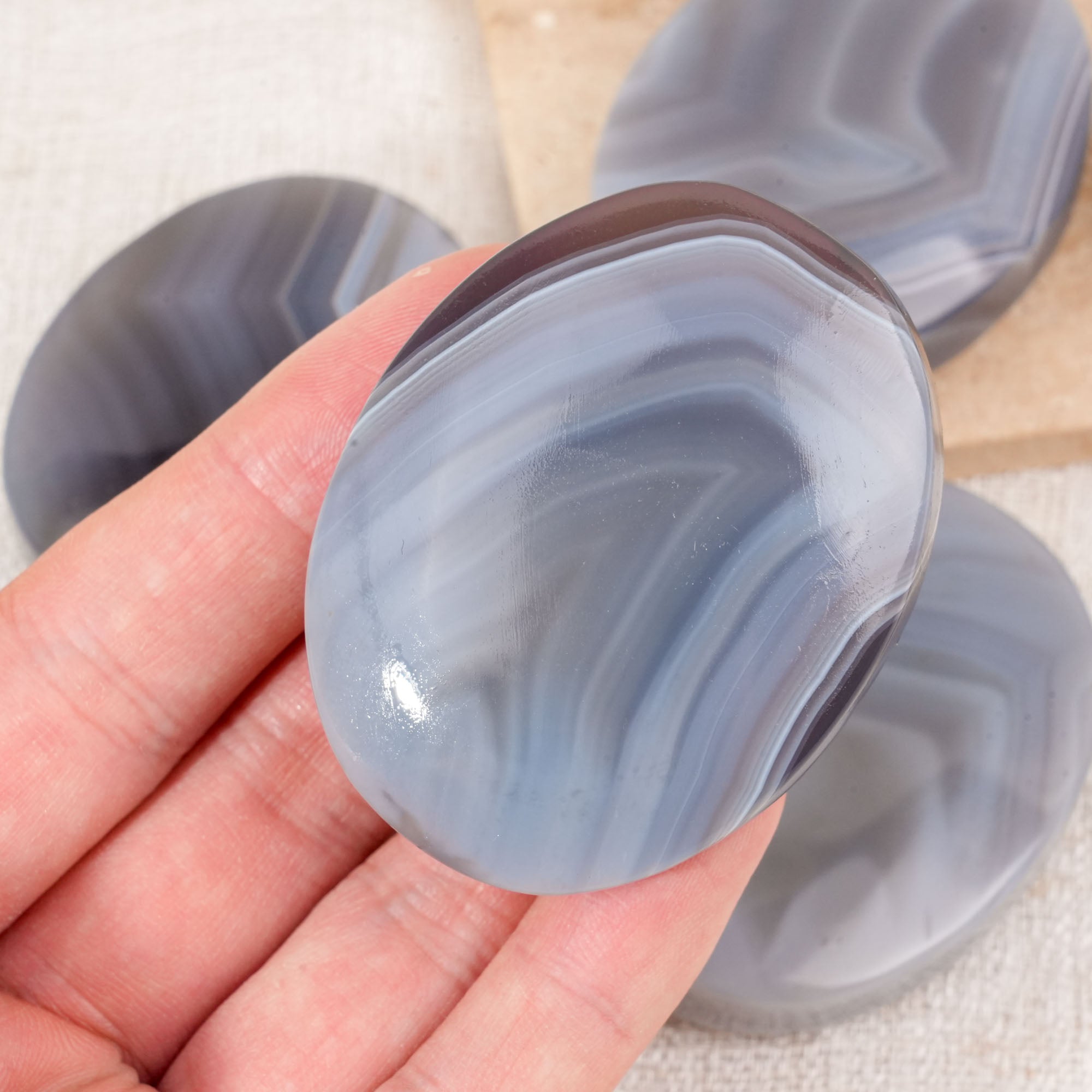 Gray Agate Palm Stone