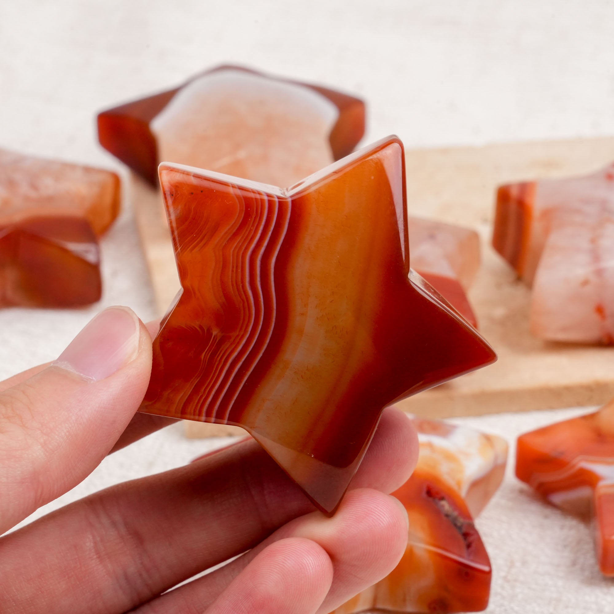 Red Sardonyx Pentagram Palm Stone