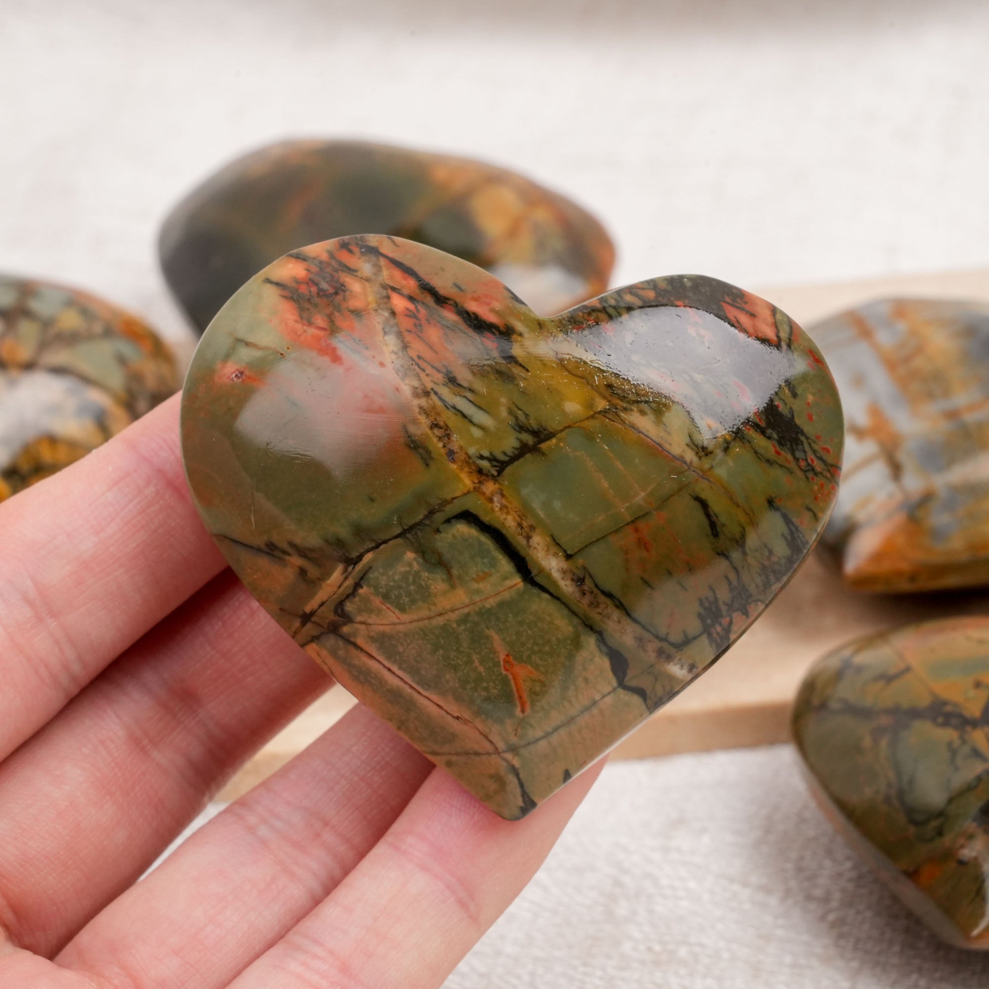 Cherry Creek Jasper Heart Palm Stone
