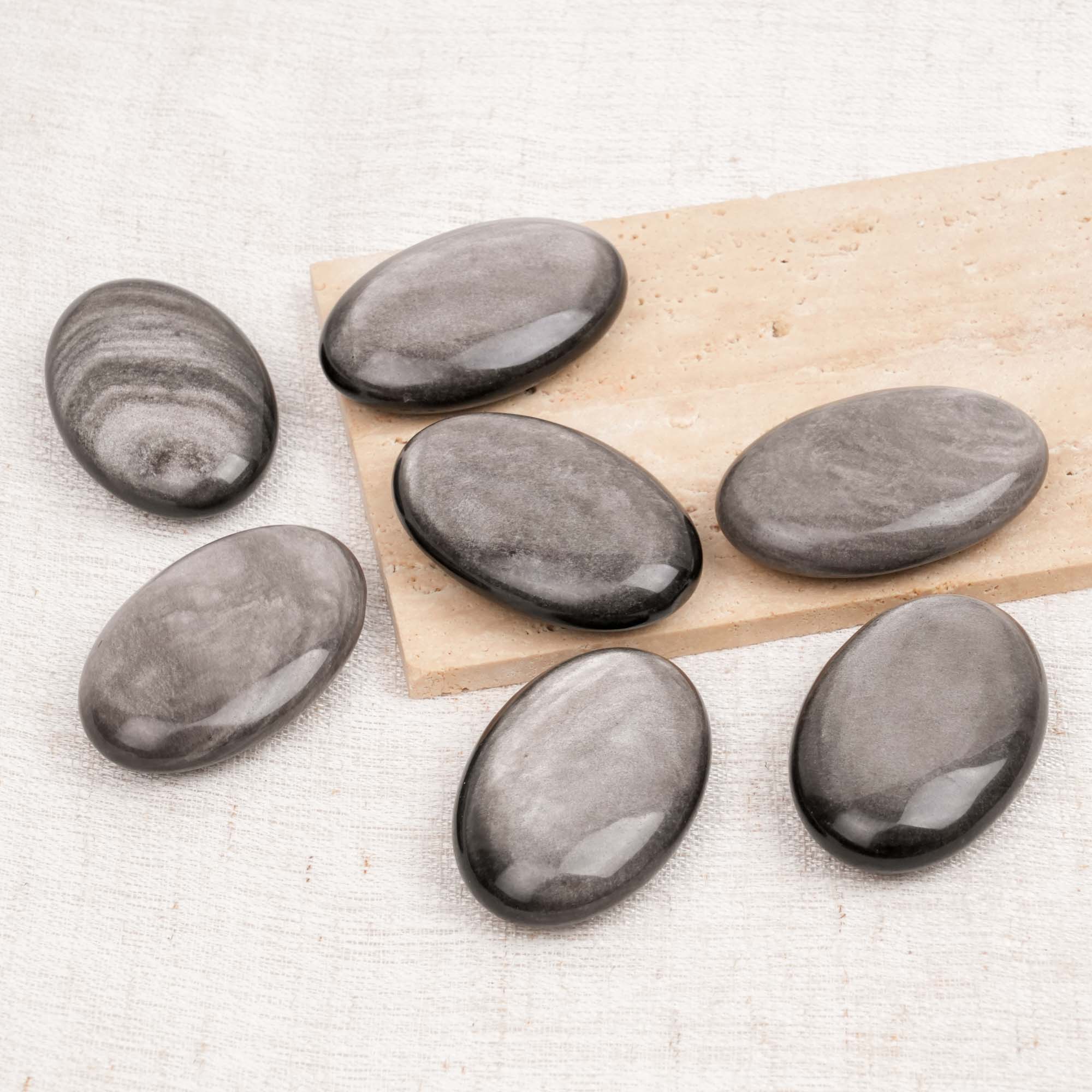 Silver Obsidian Palm Stone
