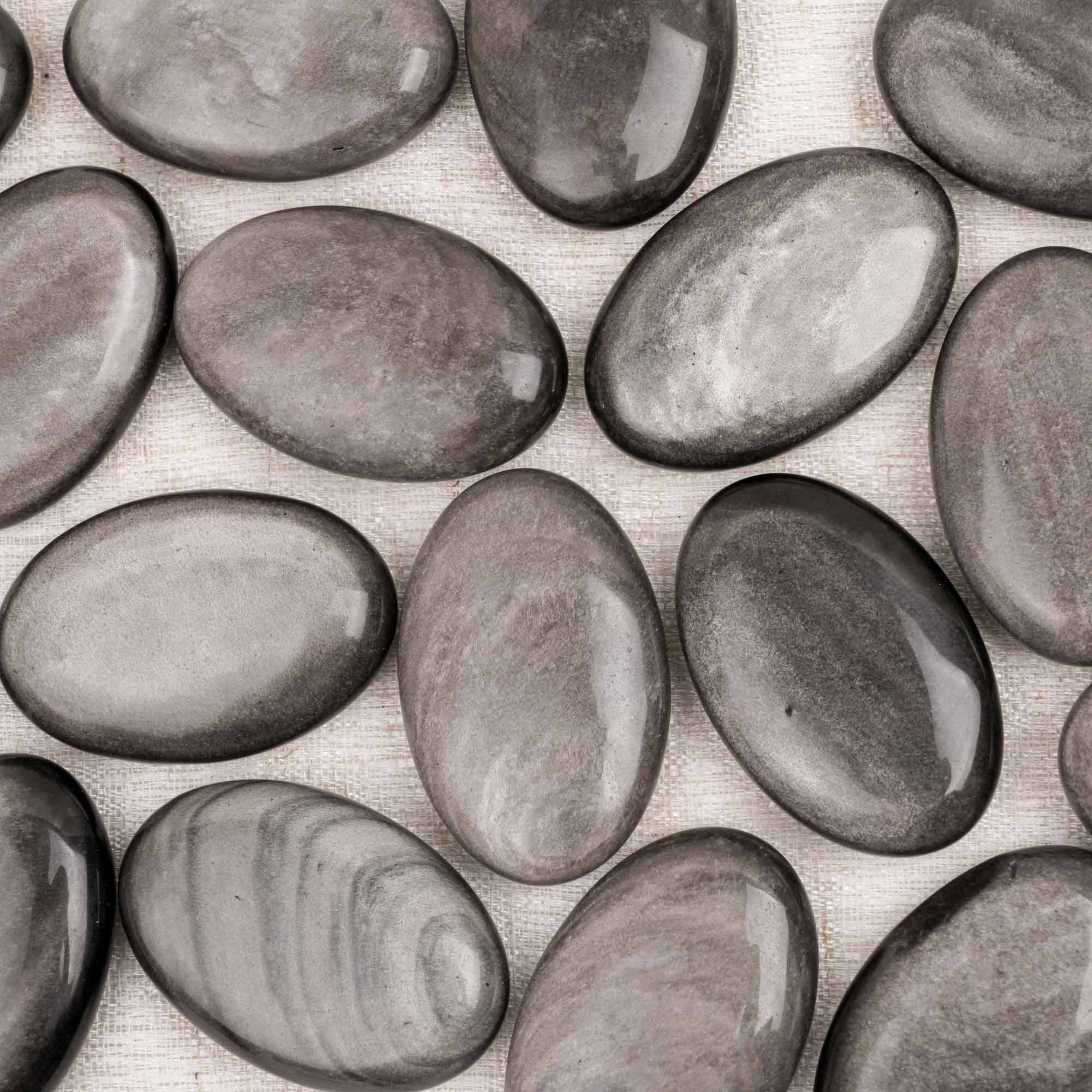 Silver Obsidian Palm Stone