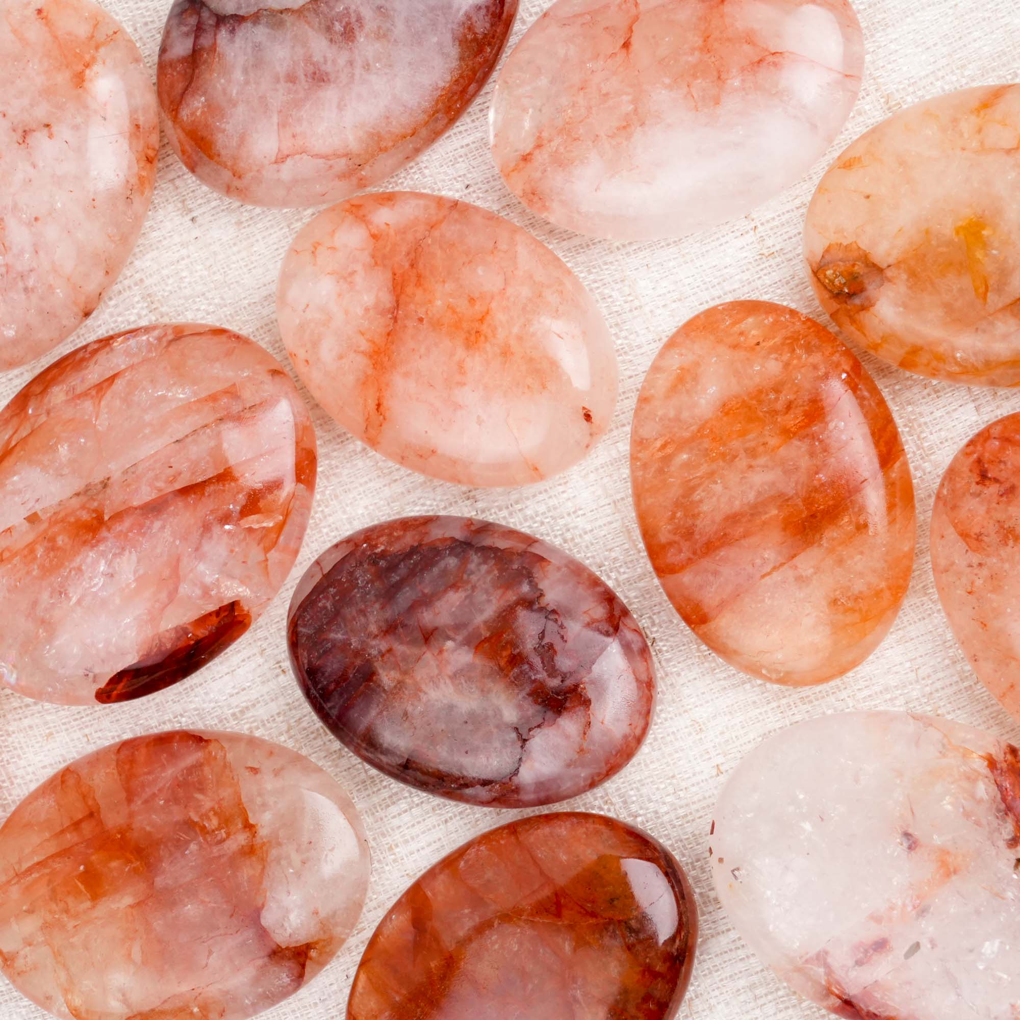 Red Fire Quartz Palm Stone