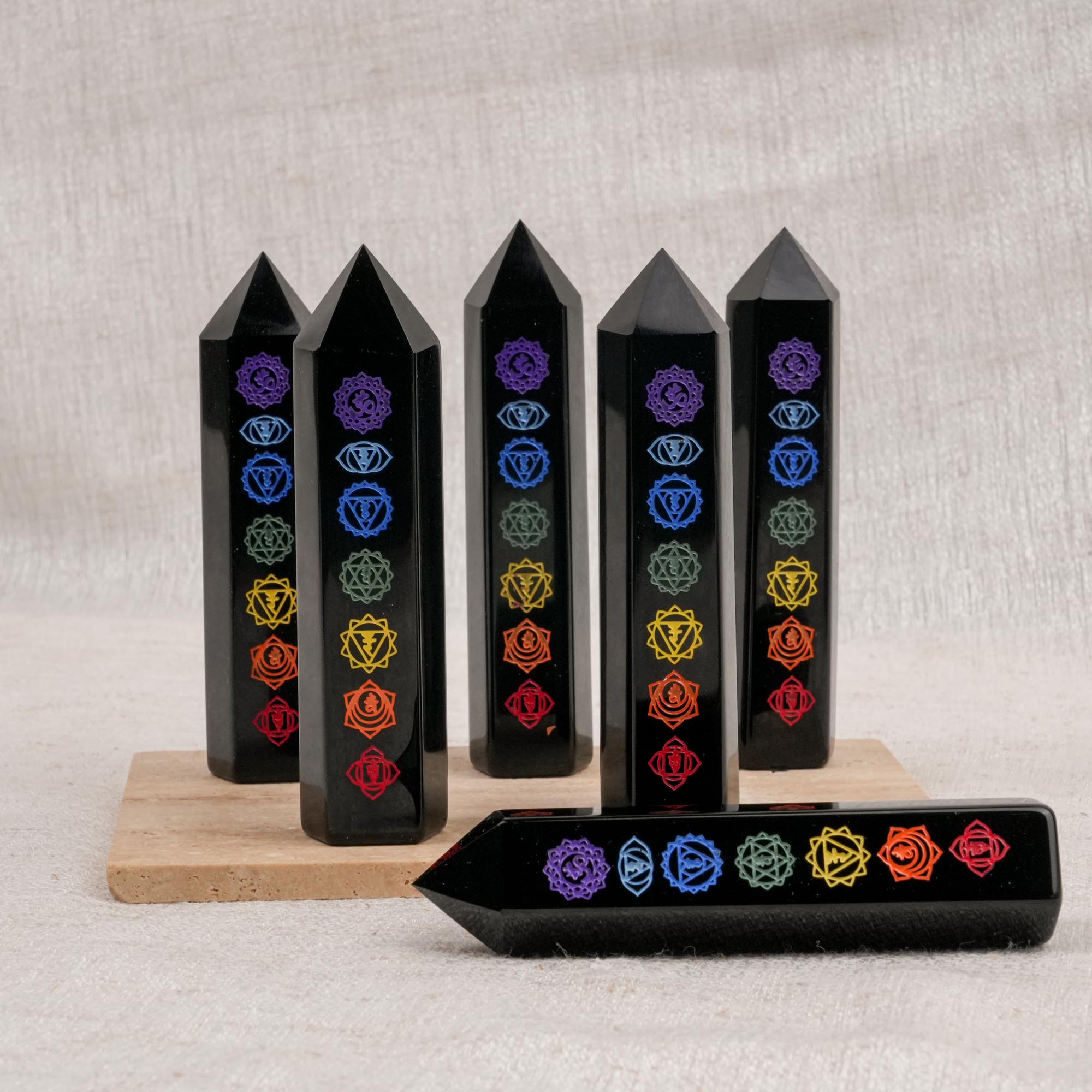 Black Obsidian Seven Chakra Point