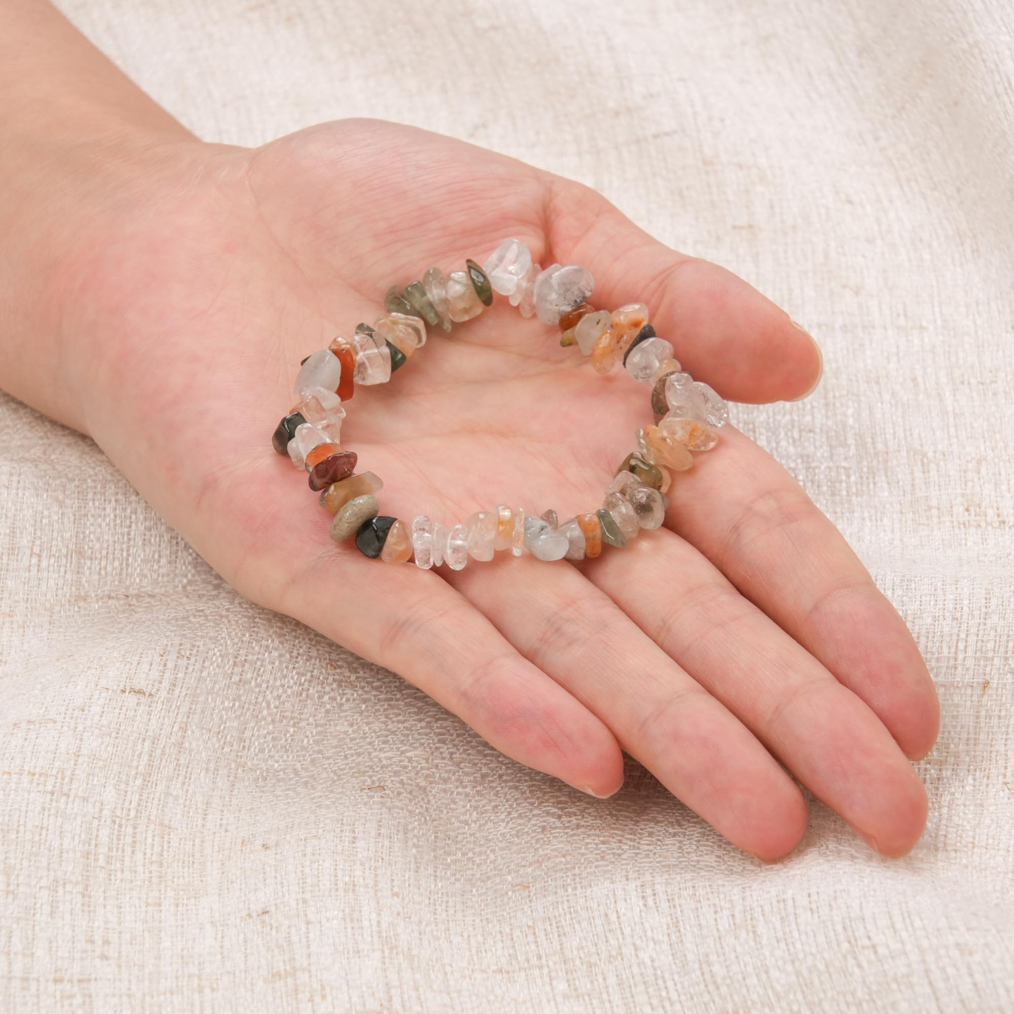 Rainbow Rutilated Quartz Chip Bracelet