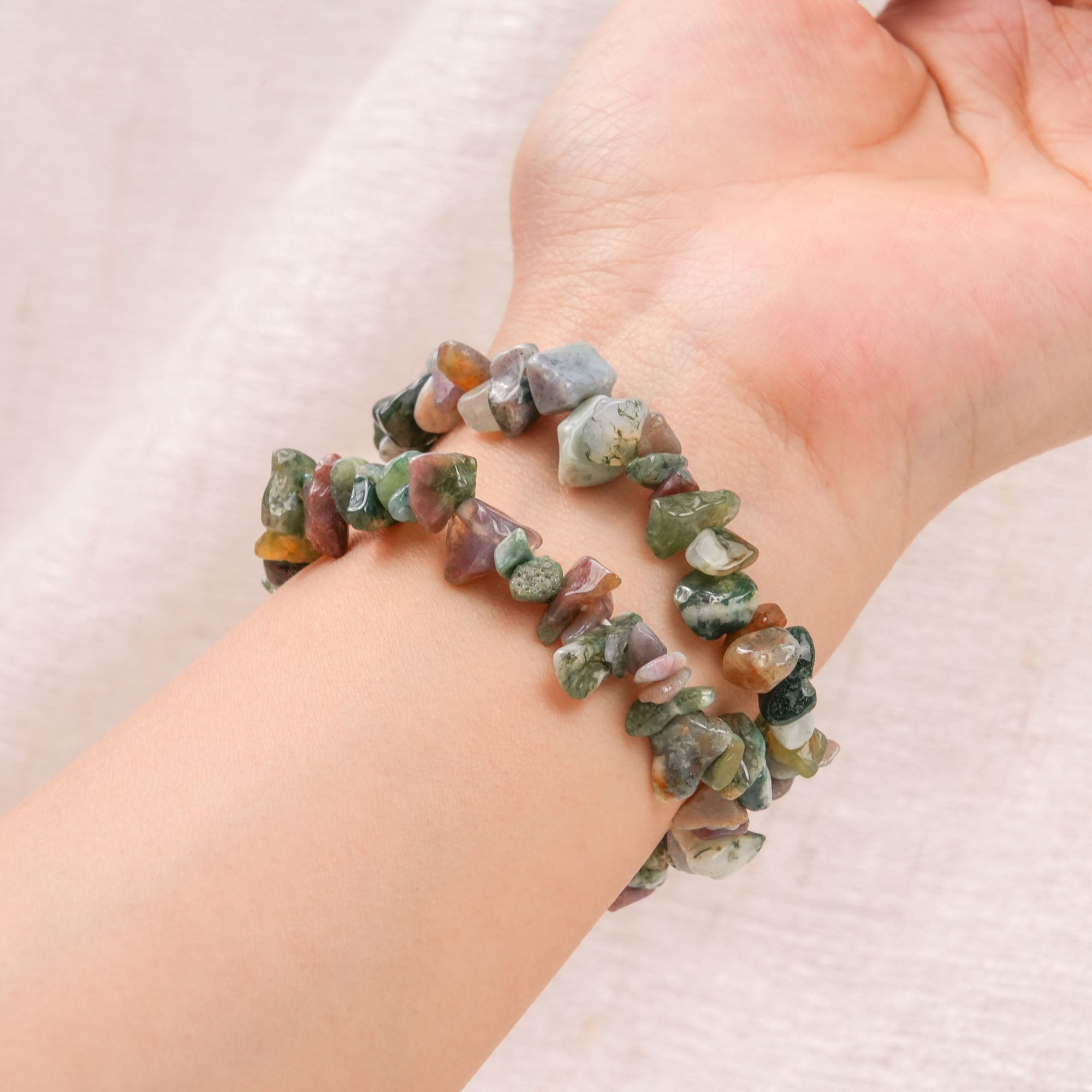 Moss Agate Chip Bracelet