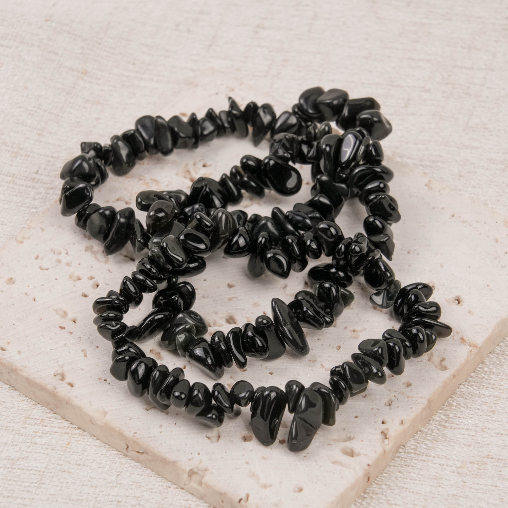 Black Obsidian Chip Bracelet
