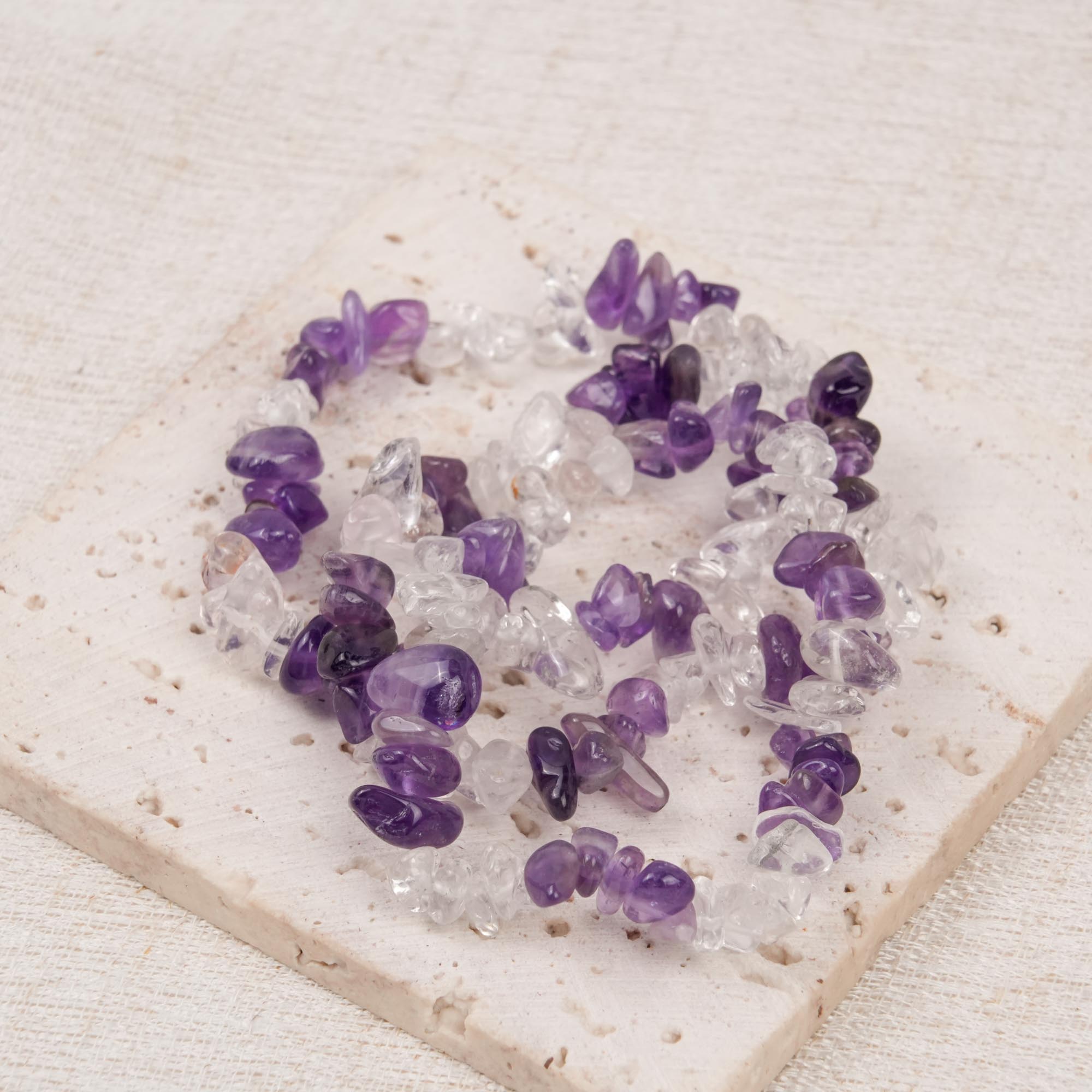 Amethyst and Clear Quartz Chip Bracelet