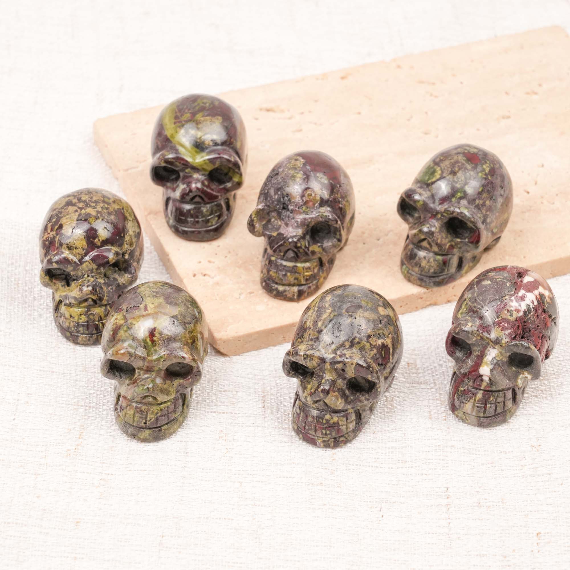 Dragon Blood Stone Mini Skull Carving