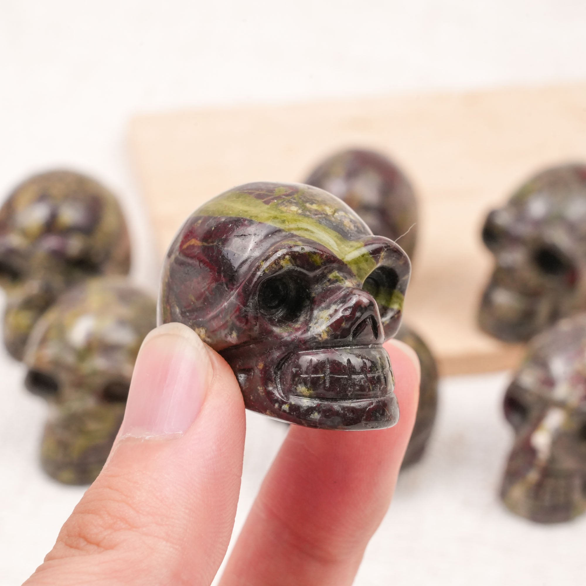 Dragon Blood Stone Mini Skull Carving