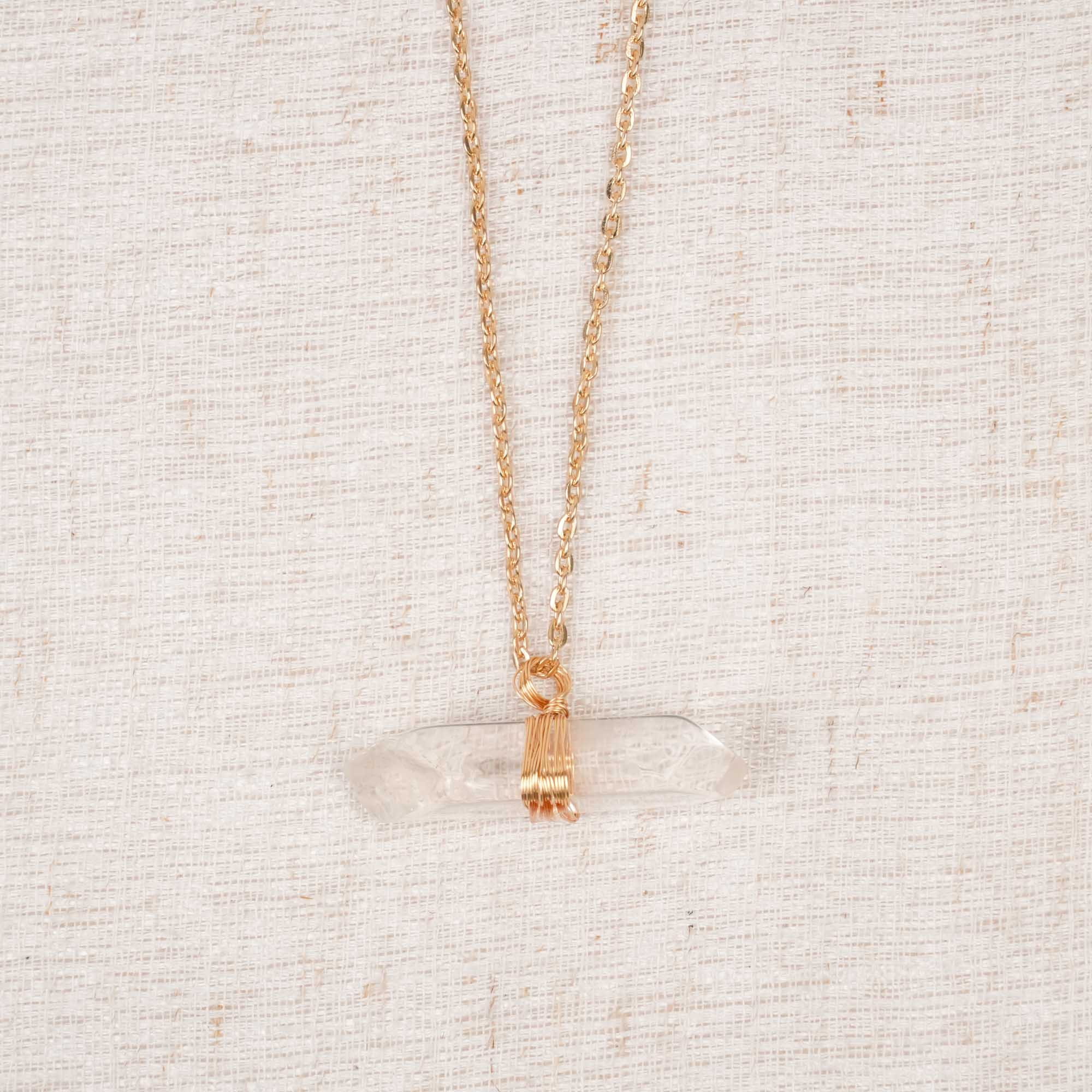 Clear Quartz Column Pendant Necklace