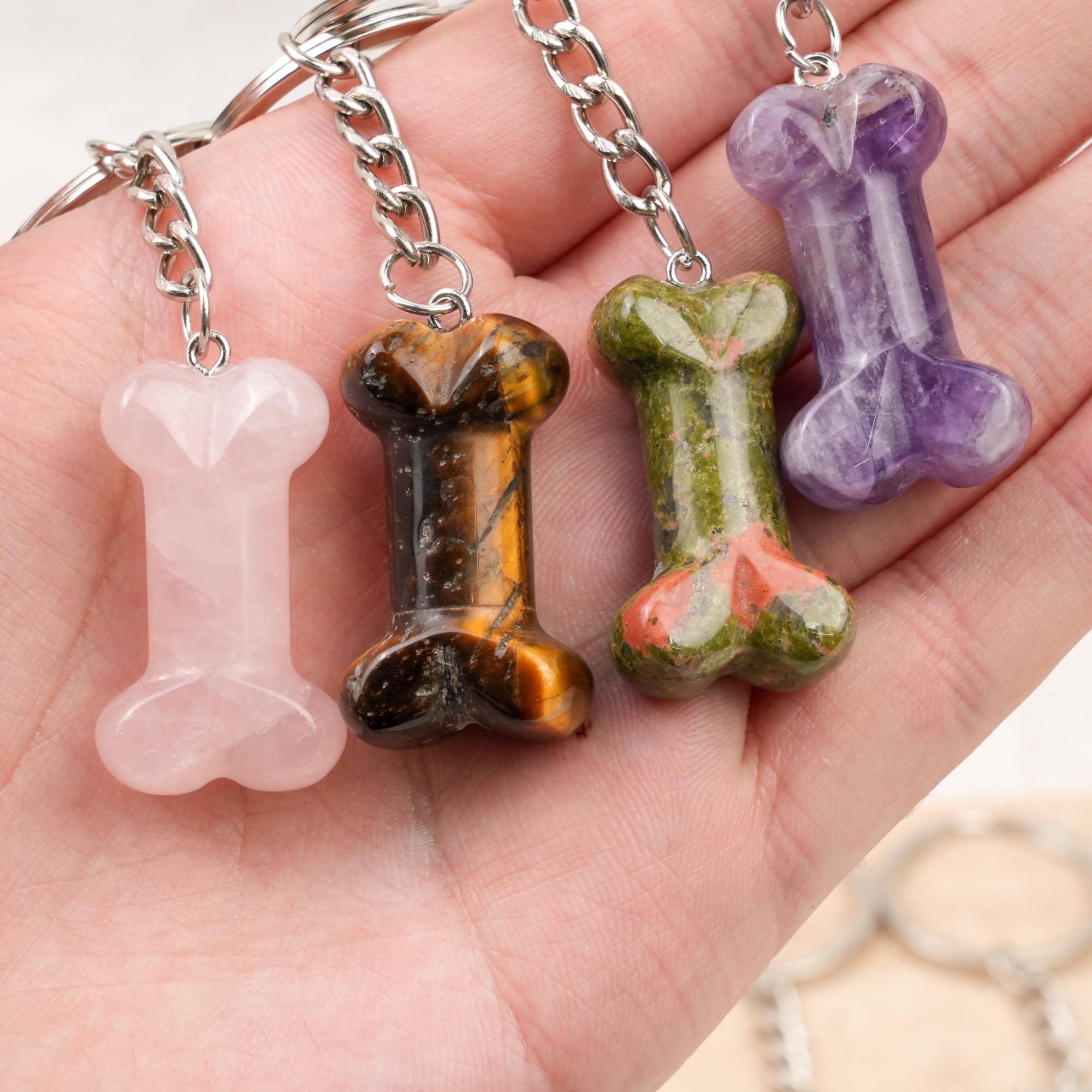 Crystal Dog Bone Keychain