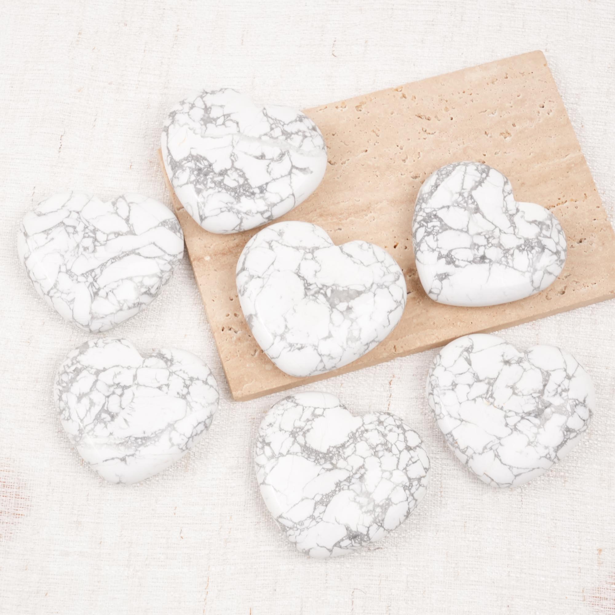 Howlite Heart Palm Stone