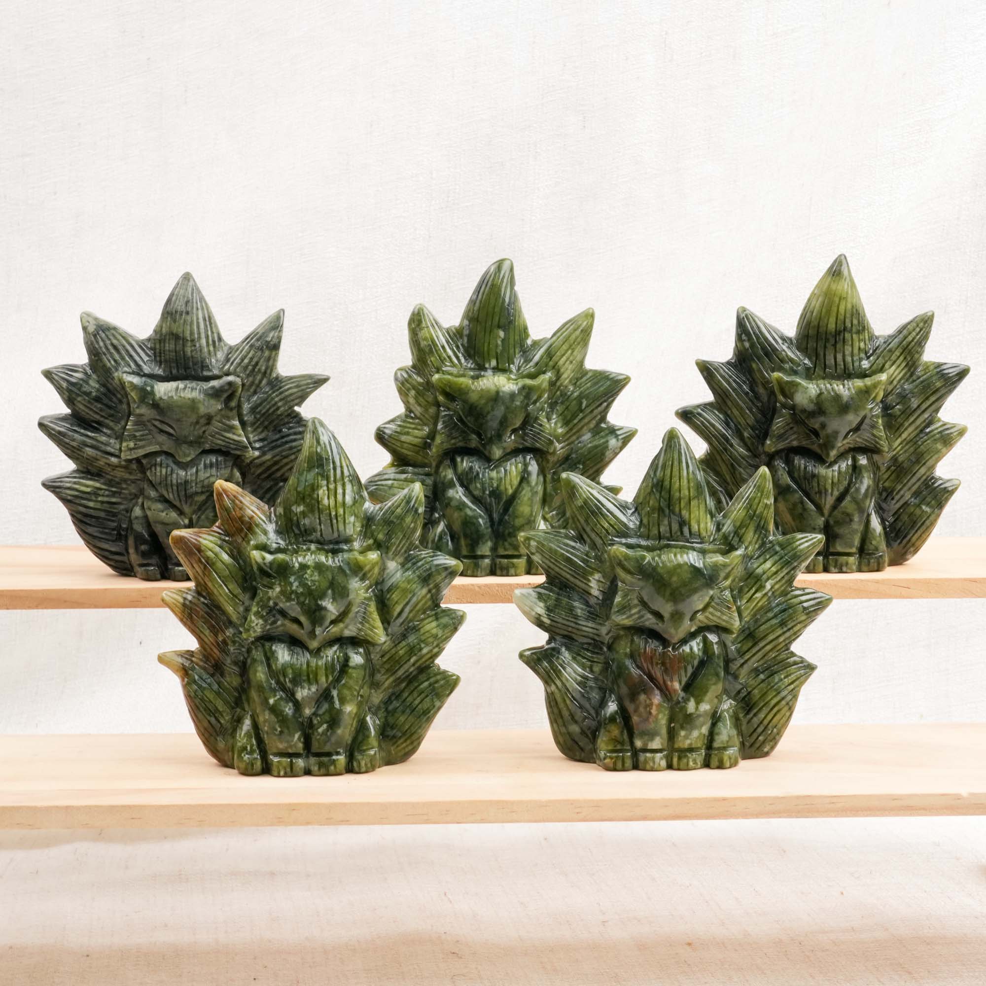 Nephrite Jade Nine-tailed Fox Carving