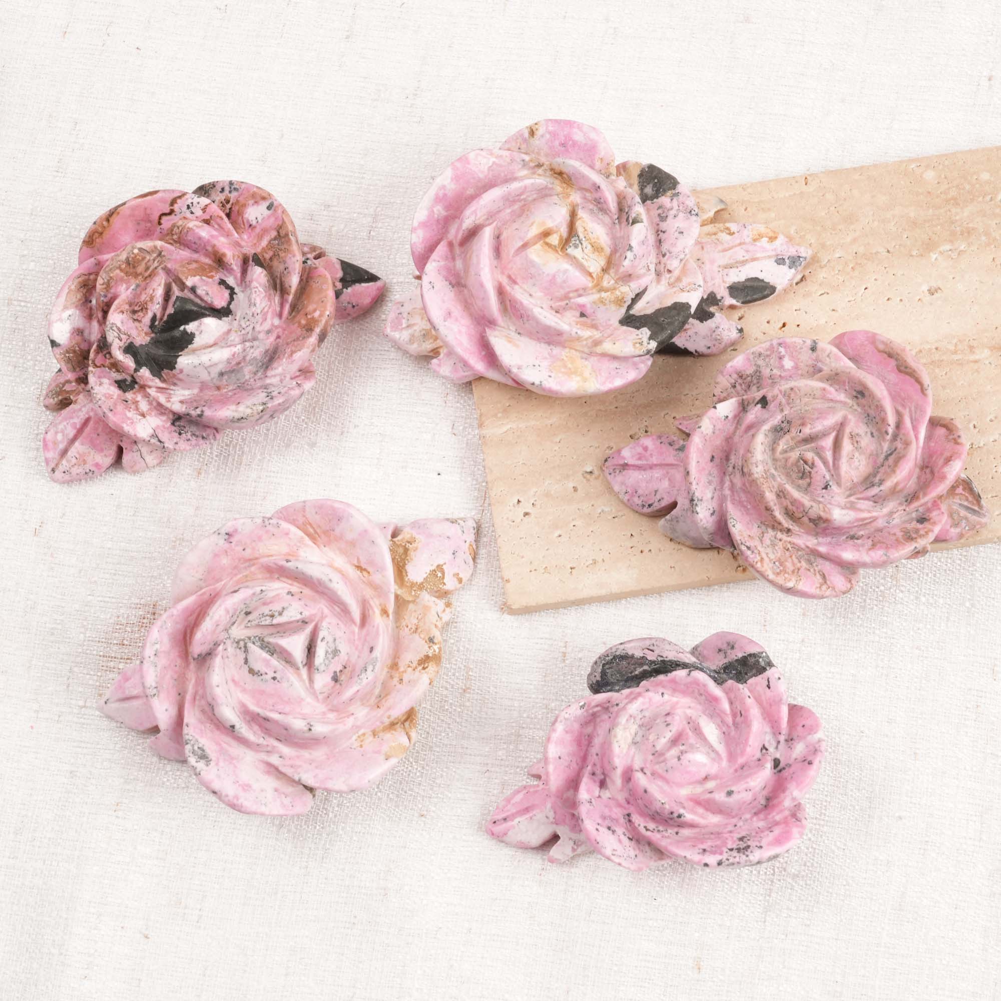 Peruvian Rhodonite Flower Carving