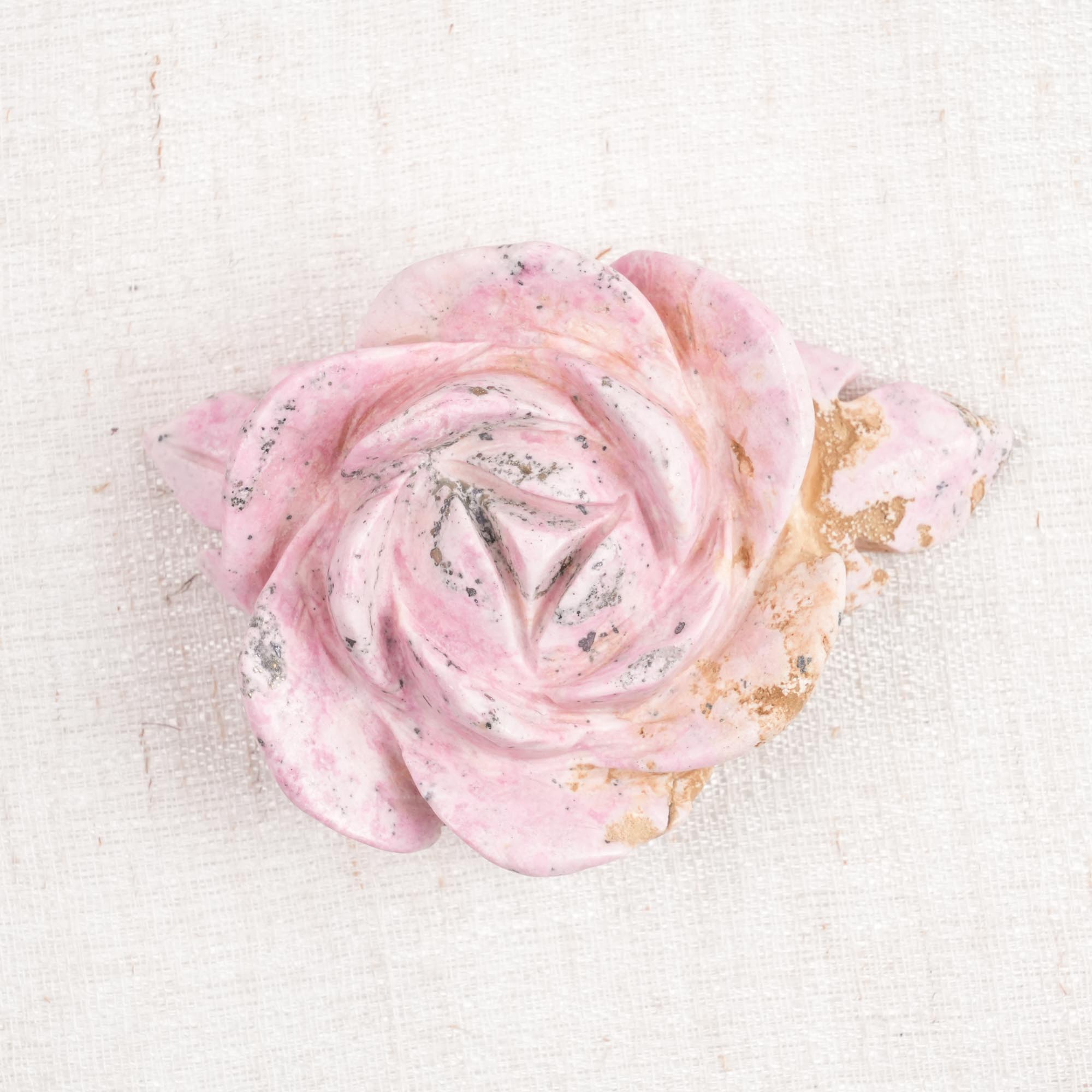 Peruvian Rhodonite Flower Carving