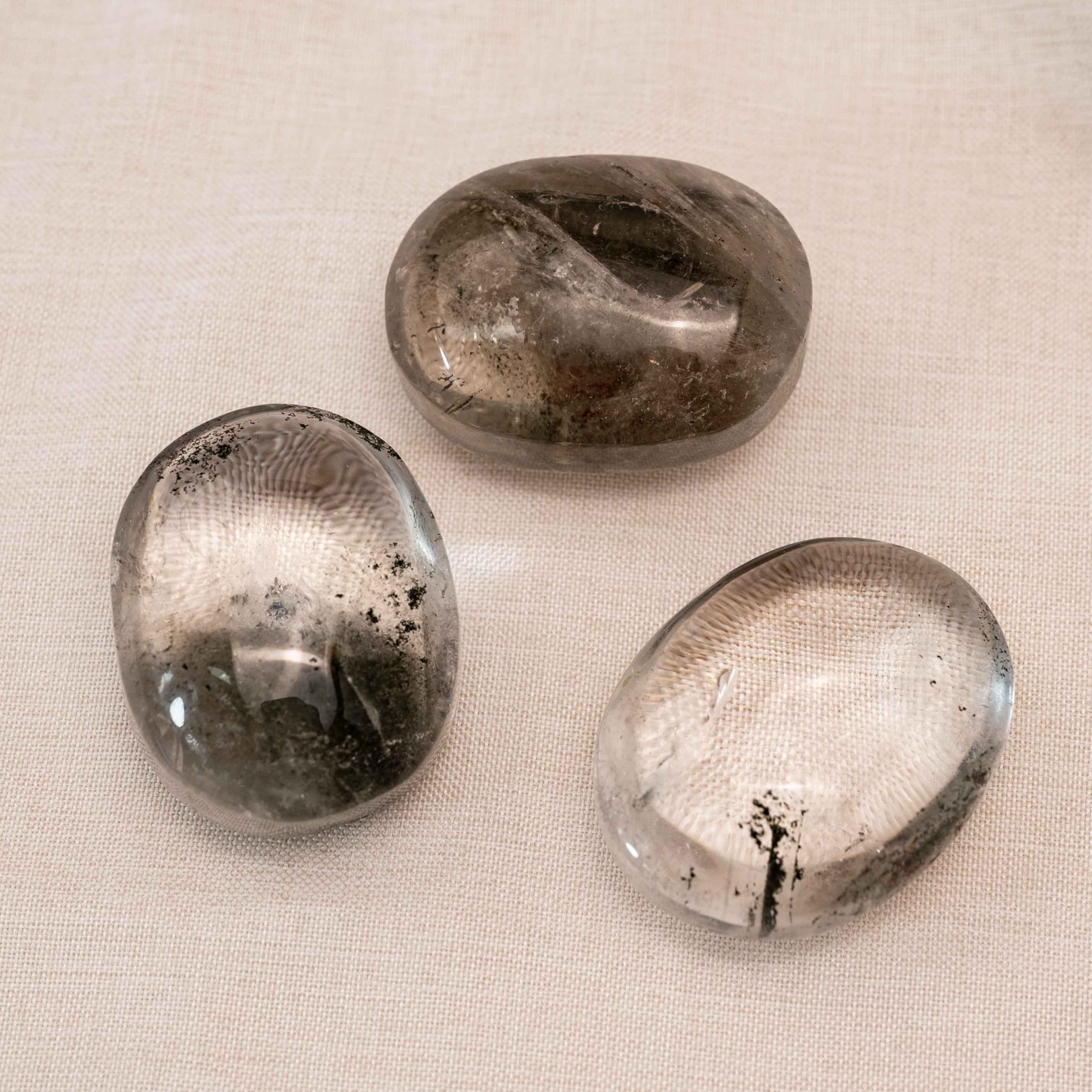 Nature formed phantom quartz palm stone display