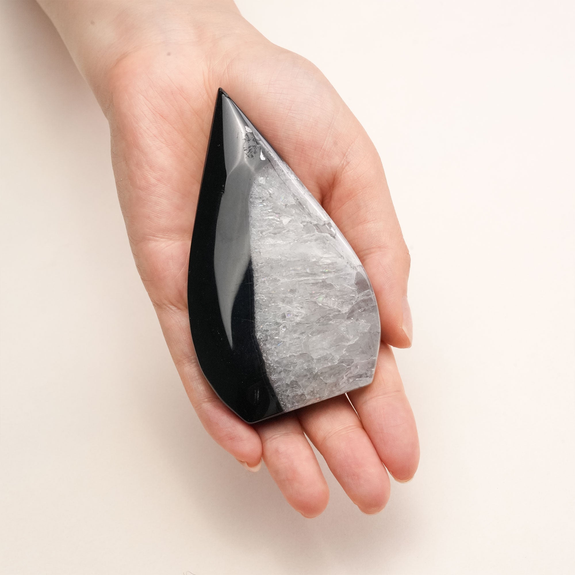 Close-up of Black Sardonyx Freeform Crystal showing intricate details