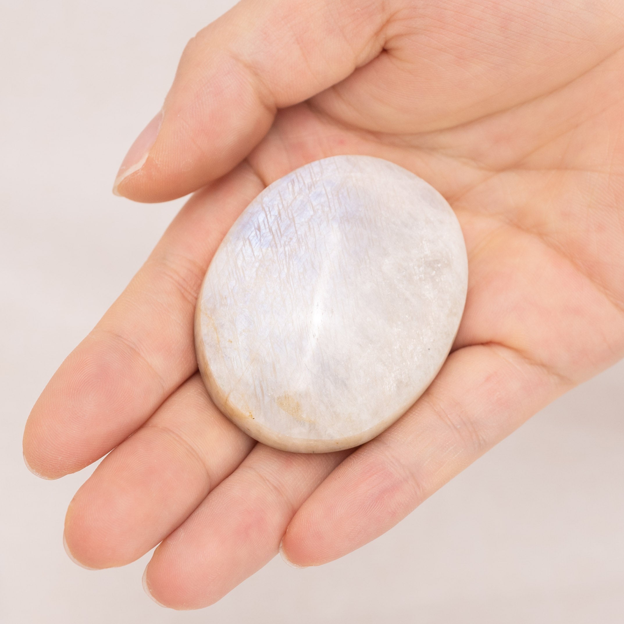 Handheld Blue Moonstone Palmstone for meditation and spiritual growth