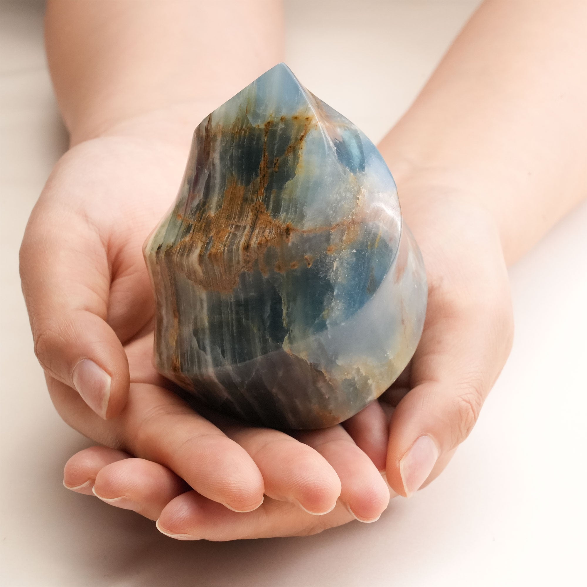 Blue Onyx Flame Crystal bringing positive energy natural decor