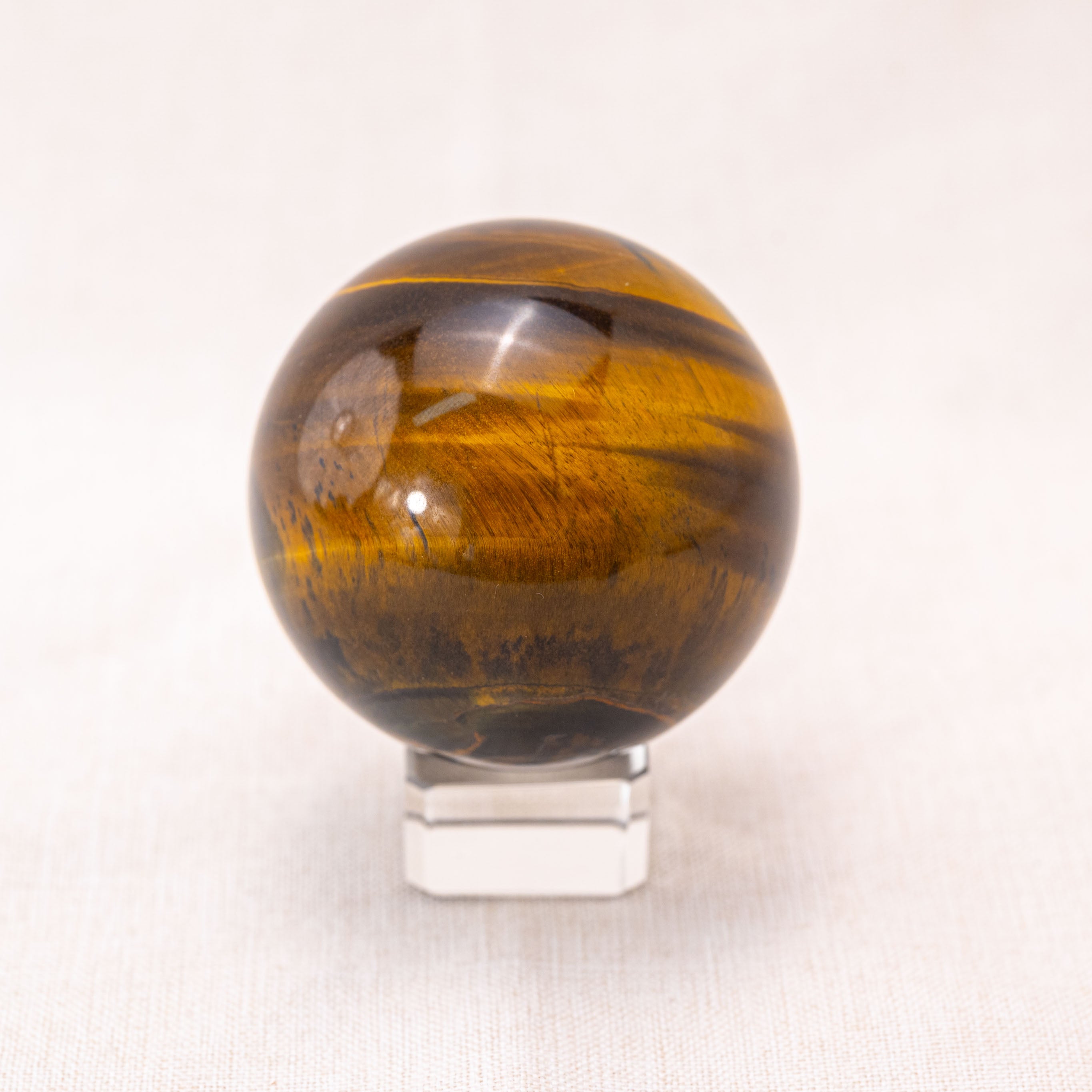 Hand-polished Blue Tiger Eye Stone Sphere for focus