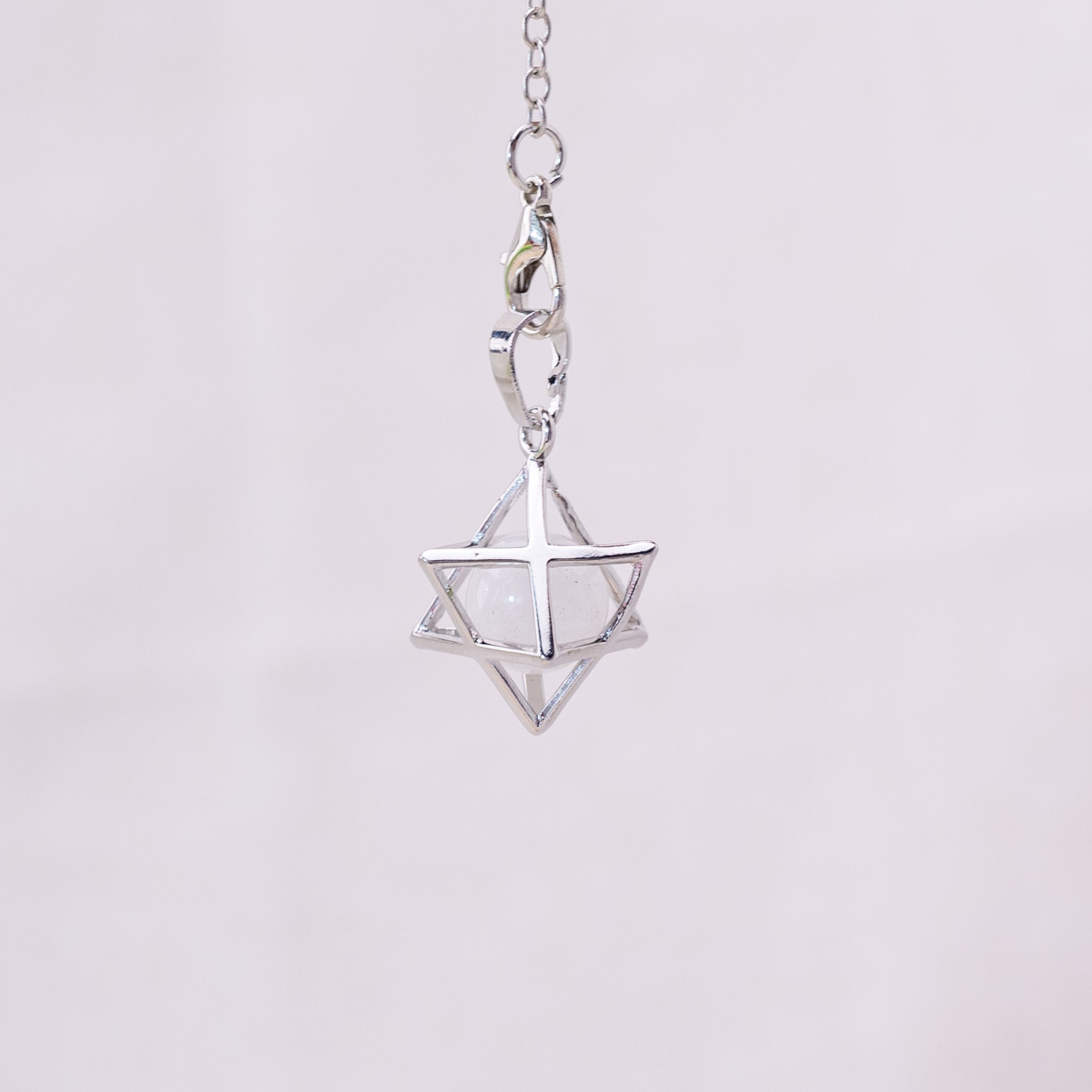 Close-up of Clear Quartz Merkaba for meditation