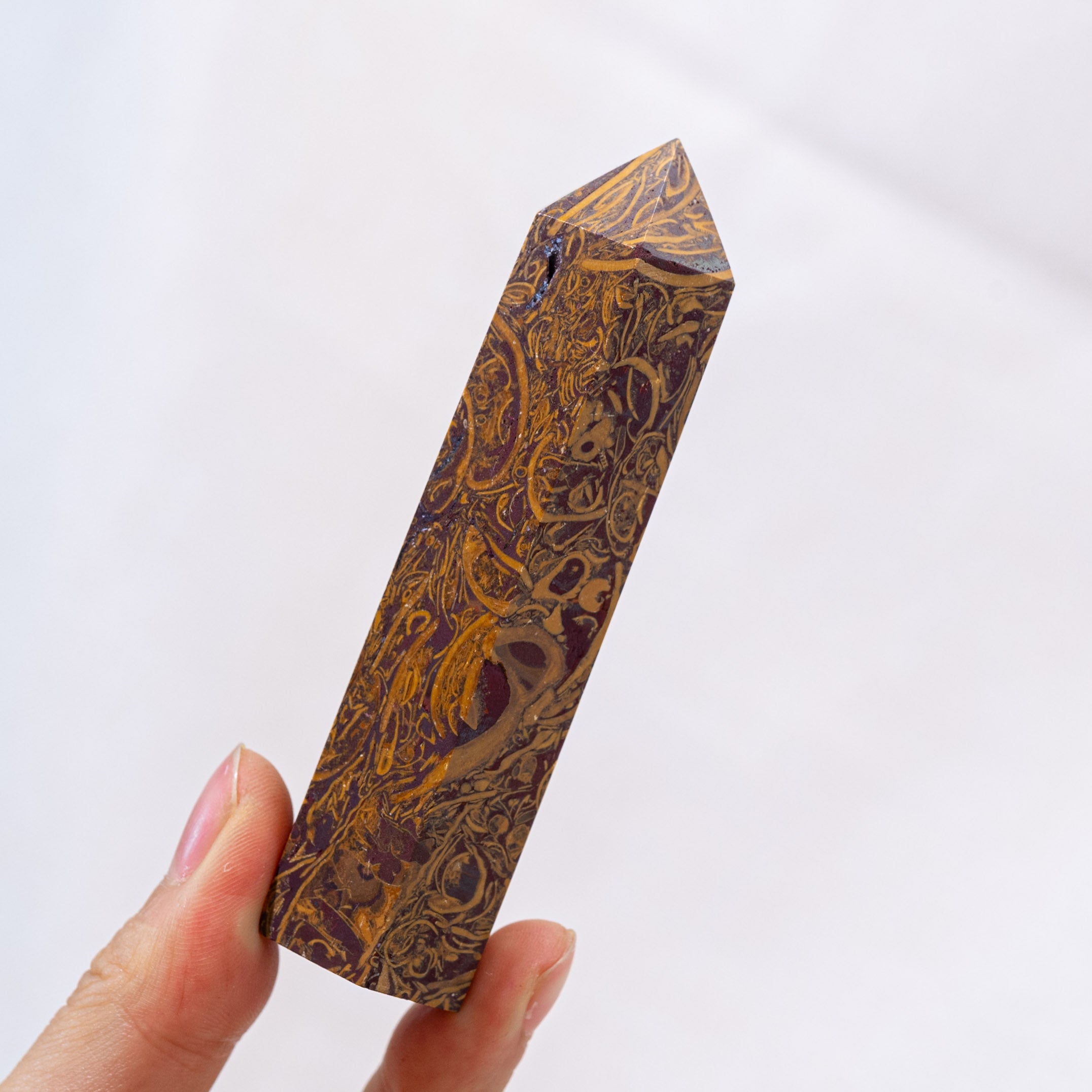 Display of Elephant Skin Jasper Point