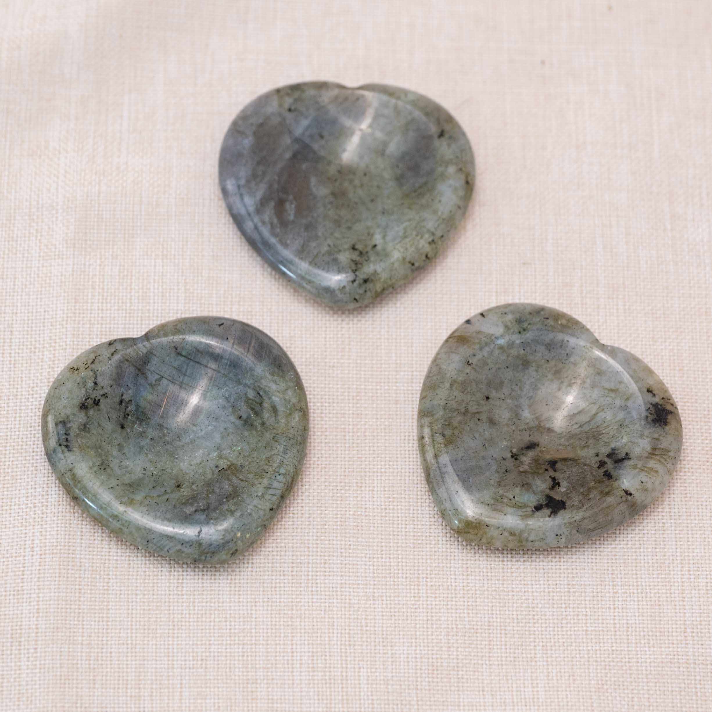 The Labradorite Heart Worry Stone promotes emotional balance and inner peace