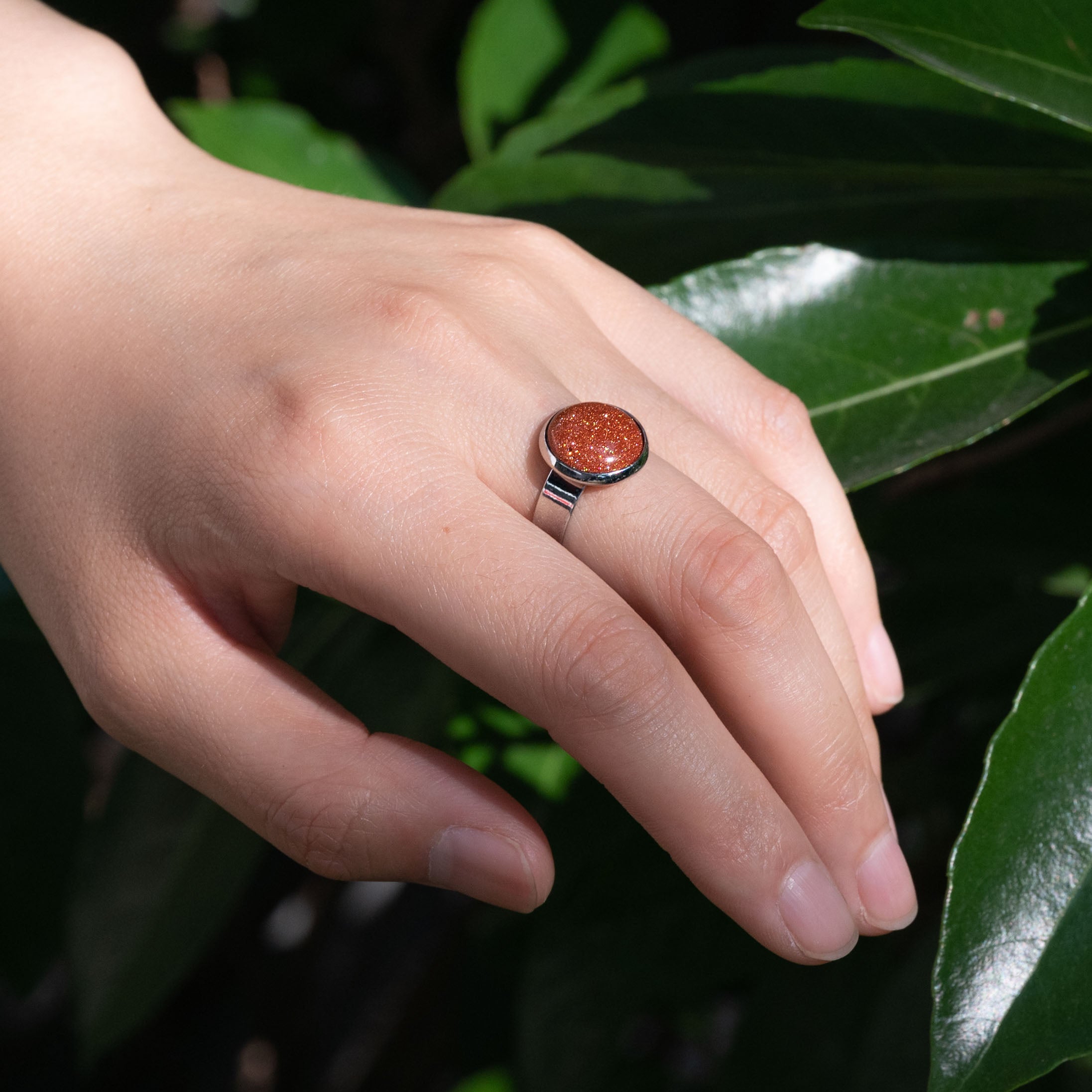 Gold Sand Stone Ring with a rich, golden hue.